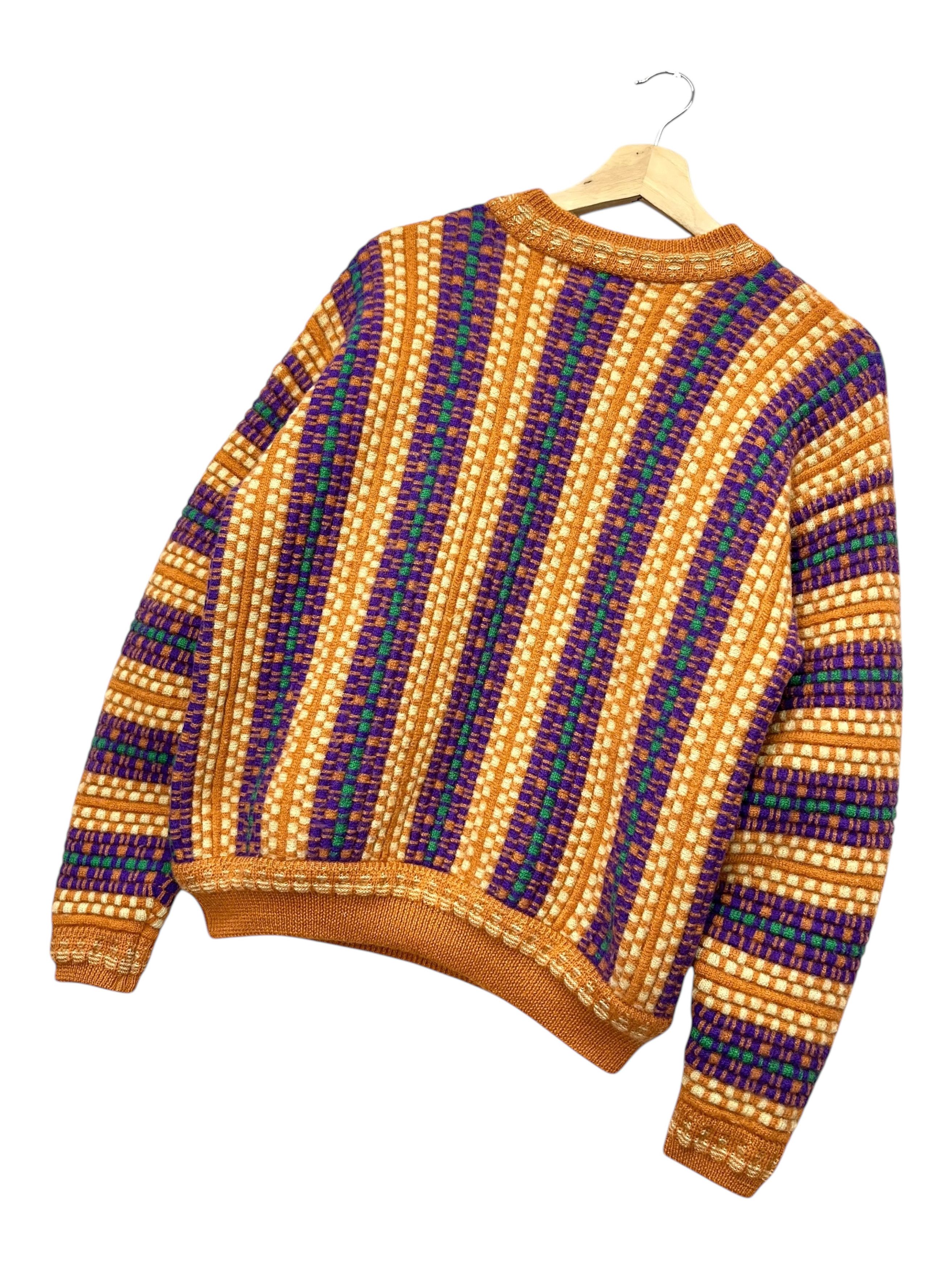 Aran Isles Knitwear 🔥Vintage RAVE’S Wool Knitwear Vertical Stripes Coogi Style Size US M / EU 48-50 / 2 - 5 Thumbnail