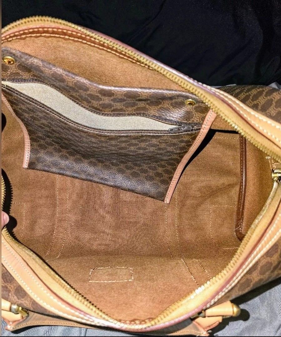 Celine Celine Coated Canvas Macadam Brown and Tan Boston Duffle Bag Size ONE SIZE - 8 Thumbnail