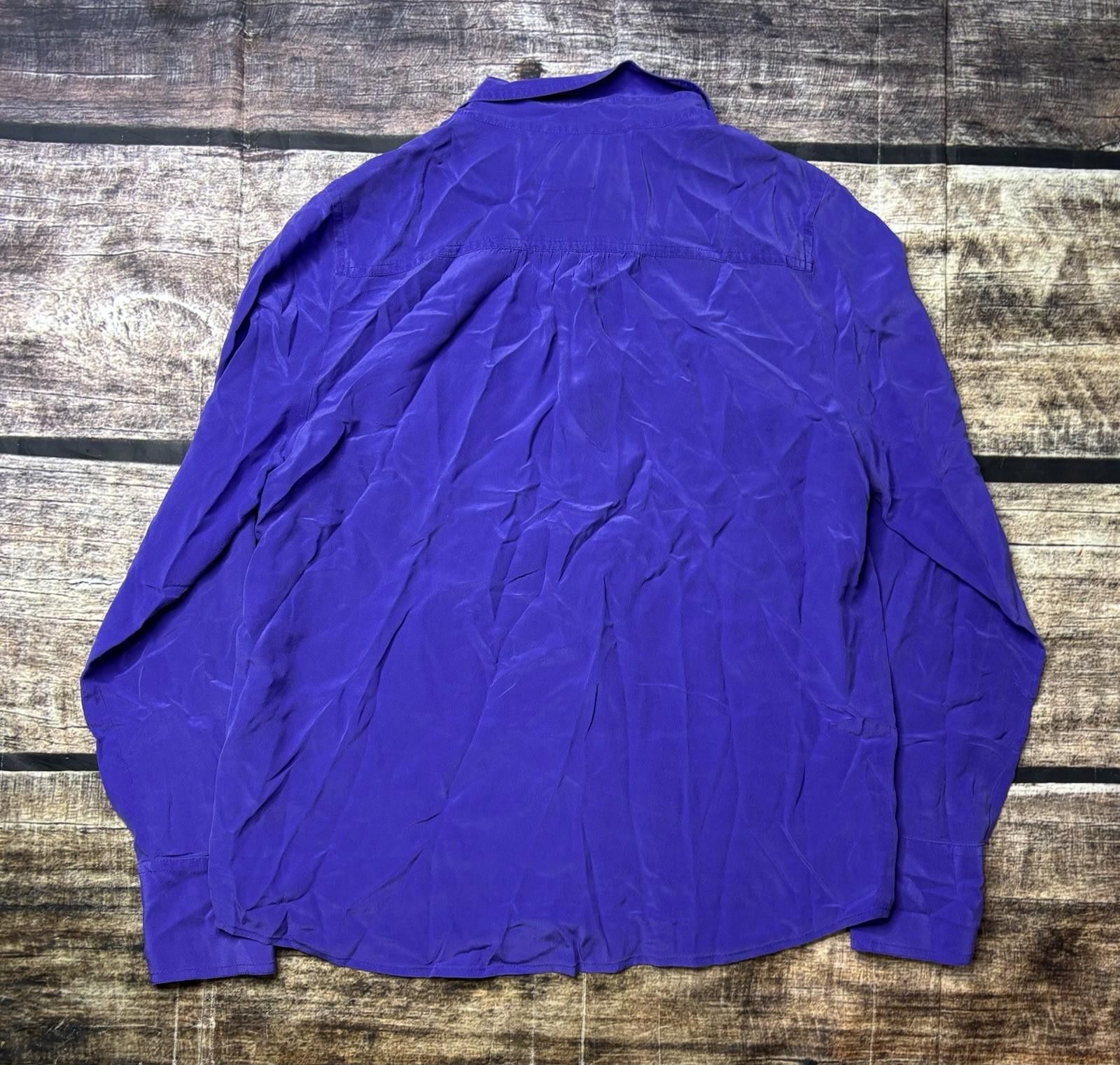 J.Crew J Crew Top Womens Medium Silk Satin Pockets Purple Button Up Size M / US 6-8 / IT 42-44 - 3 Thumbnail