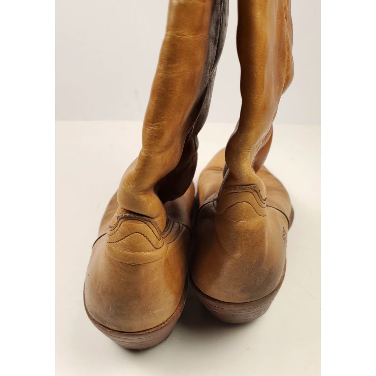 Frye Frye Boots Western Leather 3808 Cowboy Roper Made USA Mens 10.5 D Tan Brown Boots Mens Western Leather 3808 Frye US 10.5 D Size US 11 / EU 44 - 6 Thumbnail