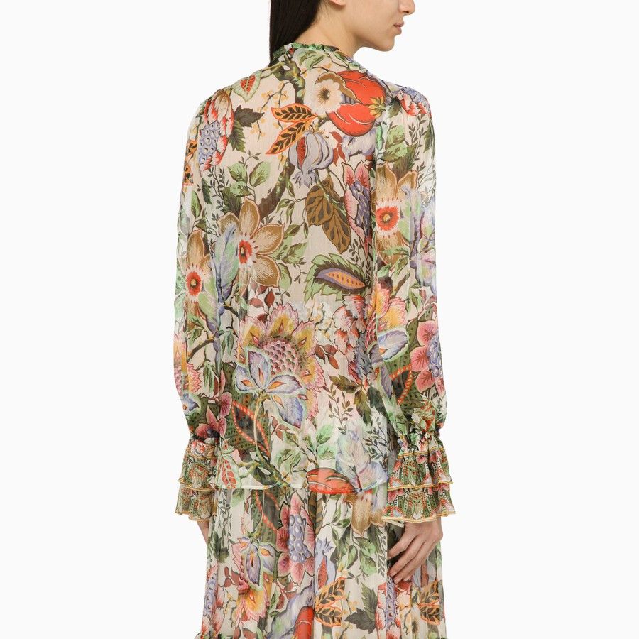 Etro o1d2blof0824 Silk Ruffle Shirt in Multicolor Size M / US 6-8 / IT 42-44 - 3 Thumbnail