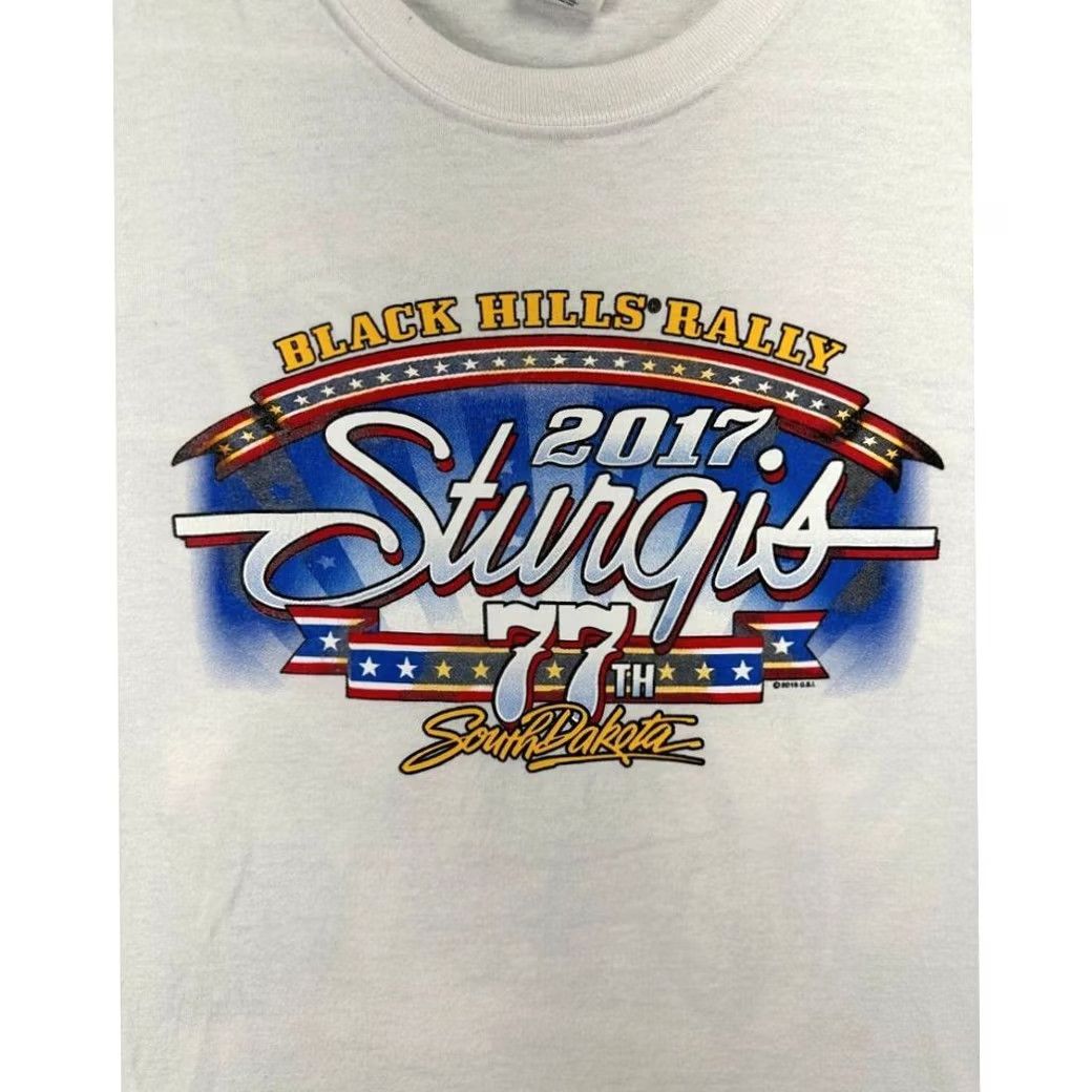 Gildan Gildan T-Shirt Mens Large White Ultra Cotton Black Hills Rally 2017 Tee Short Sleeve Crew Neck Breathable Easy Care Solid Vintage No Size US L / EU 52-54 / 3 - 6 Thumbnail