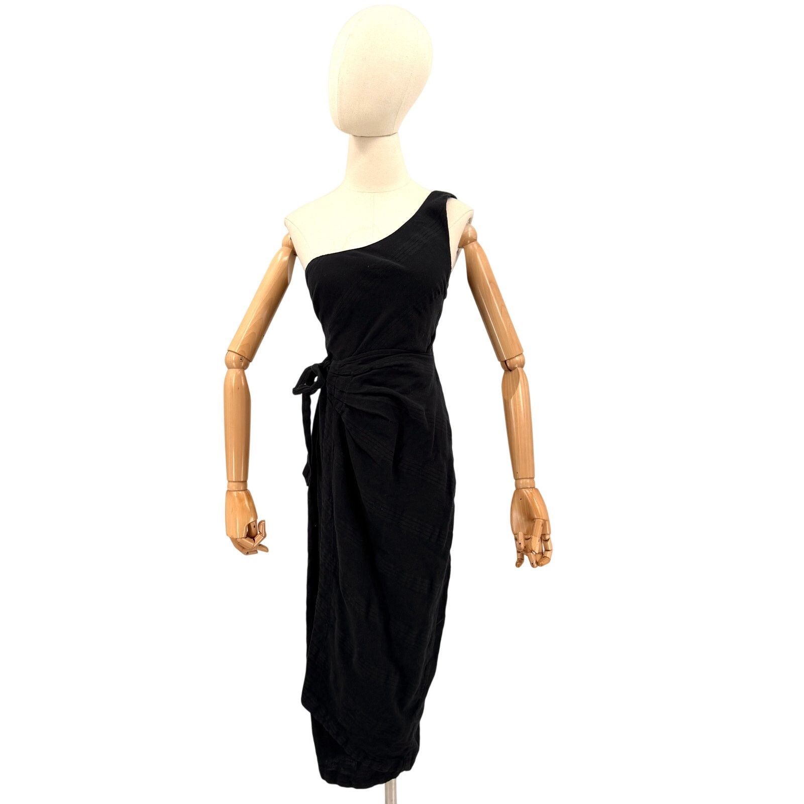 Free People NEW 100% Cotton Asymmetrical One-Shoulder Wrap Midi Dress Size XS / US 0-2 / IT 36-38 - 1 Thumbnail