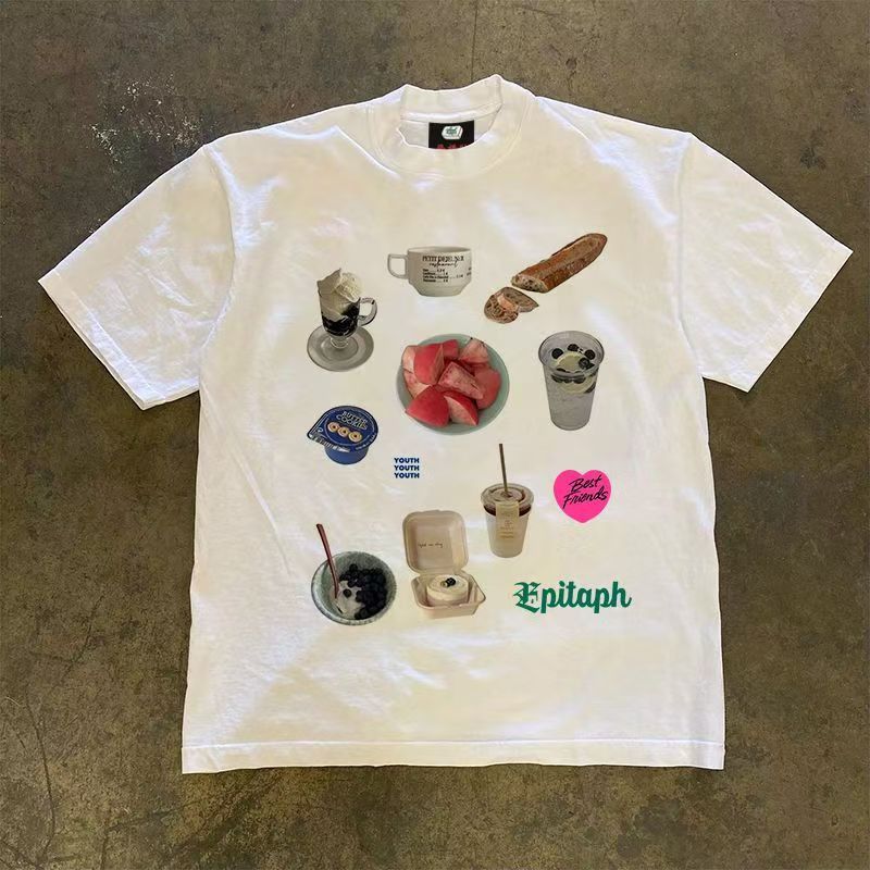 Japanese Brand White washed vintage food print t-shirt Size US M / EU 48-50 / 2 - 1 Thumbnail