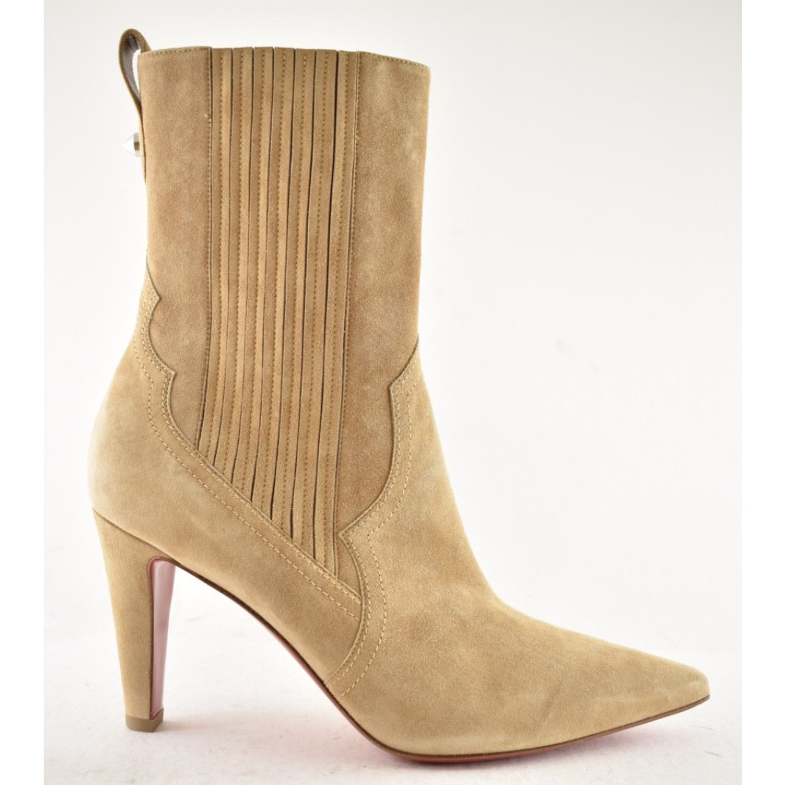 Christian Louboutin Christian Louboutin Santigag 85 Beige Suede Ankle Boot 39.5 Size US 9.5 / IT 39.5 - 2 Thumbnail