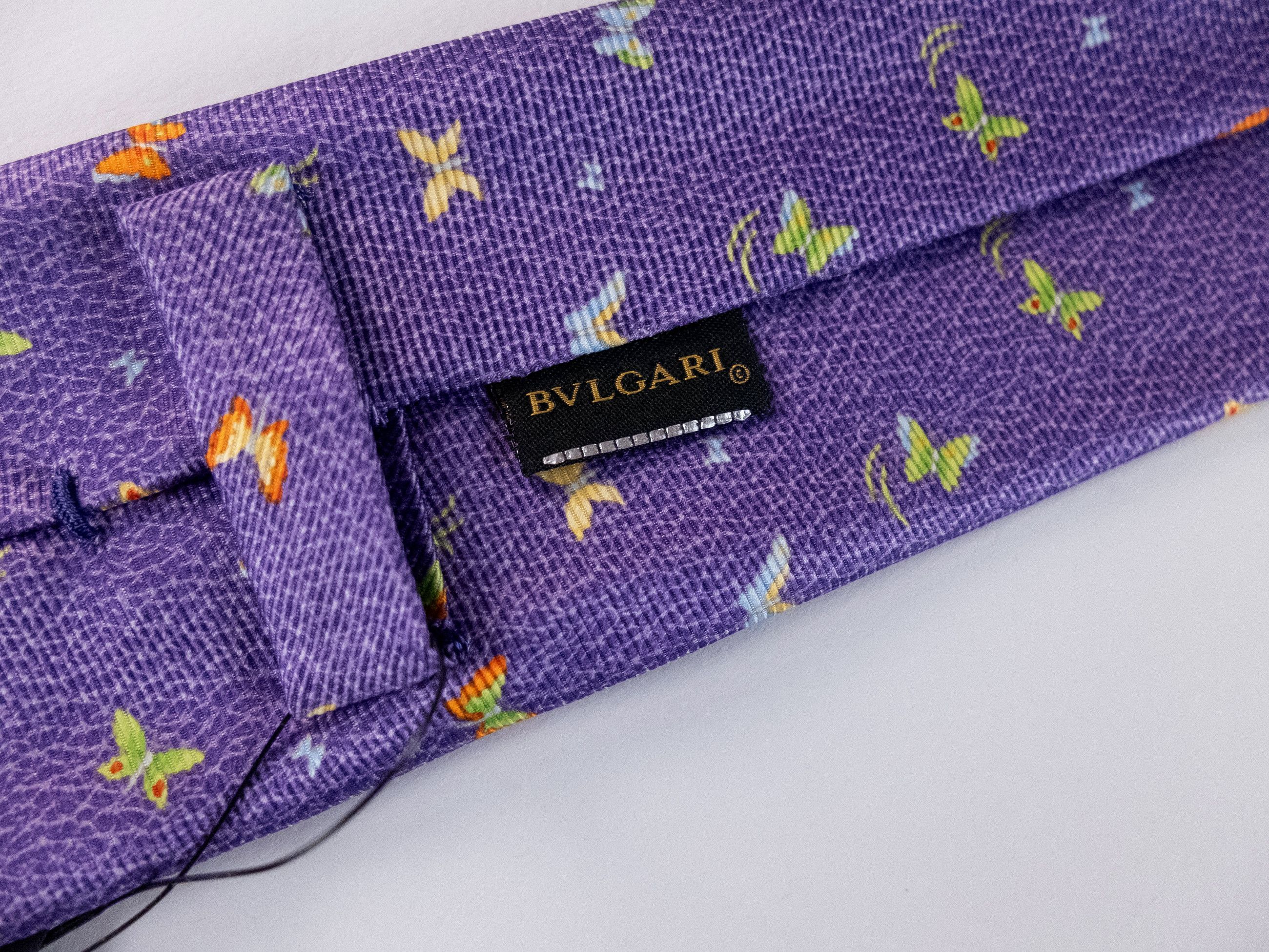 Bvlgari BULGARI hand made lilac butterfly print silk tie Bvlgari q Size ONE SIZE - 5 Thumbnail