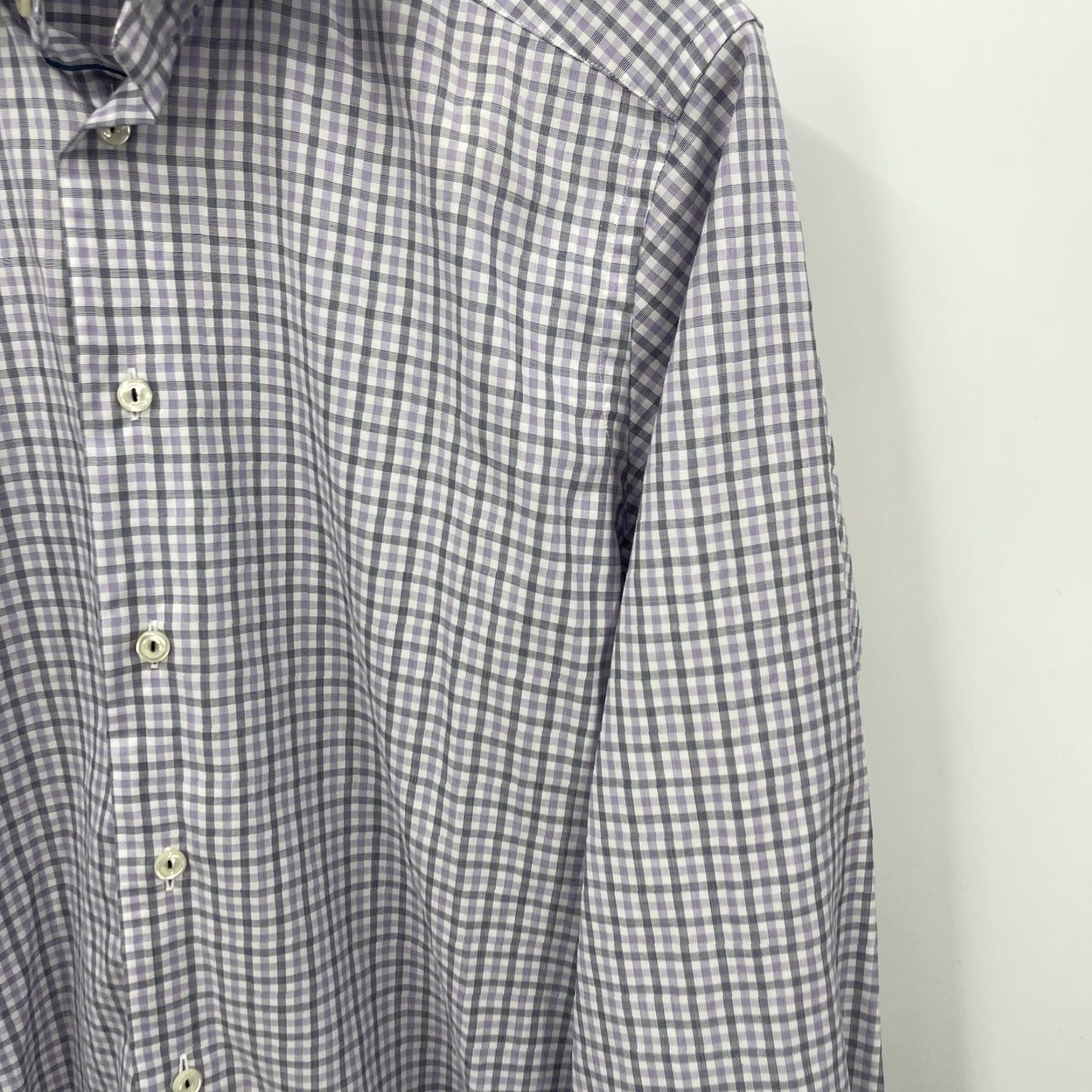 Eton VINTAGE Etón Men’s Slim Fit Plaid Shirt 38 Gray Long Sleeve Button-Up Business Casual Size US M / EU 48-50 / 2 - 4 Thumbnail