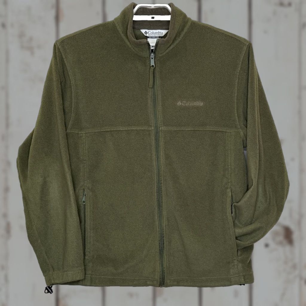 Vintage Columbia Fleece Jacket Mens Large Green Full Zip Lightweight Bomber Jacket Zip Pockets Regular Fit Size US L / EU 52-54 / 3 - 1 Thumbnail