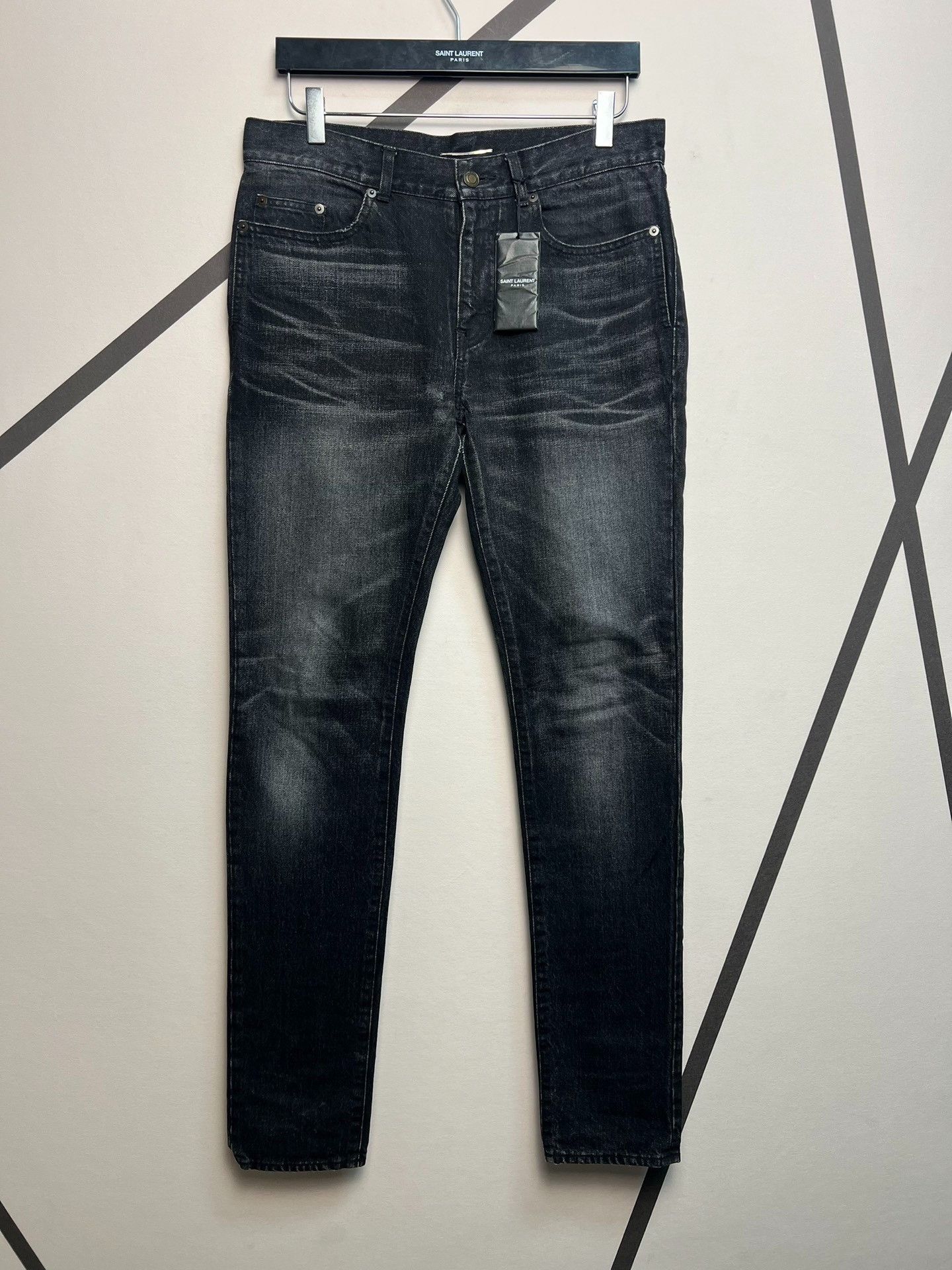 Saint Laurent Paris Saint laurent Carbon black patched jeans 2501-Nextarrow Size US 31 - 1 Thumbnail