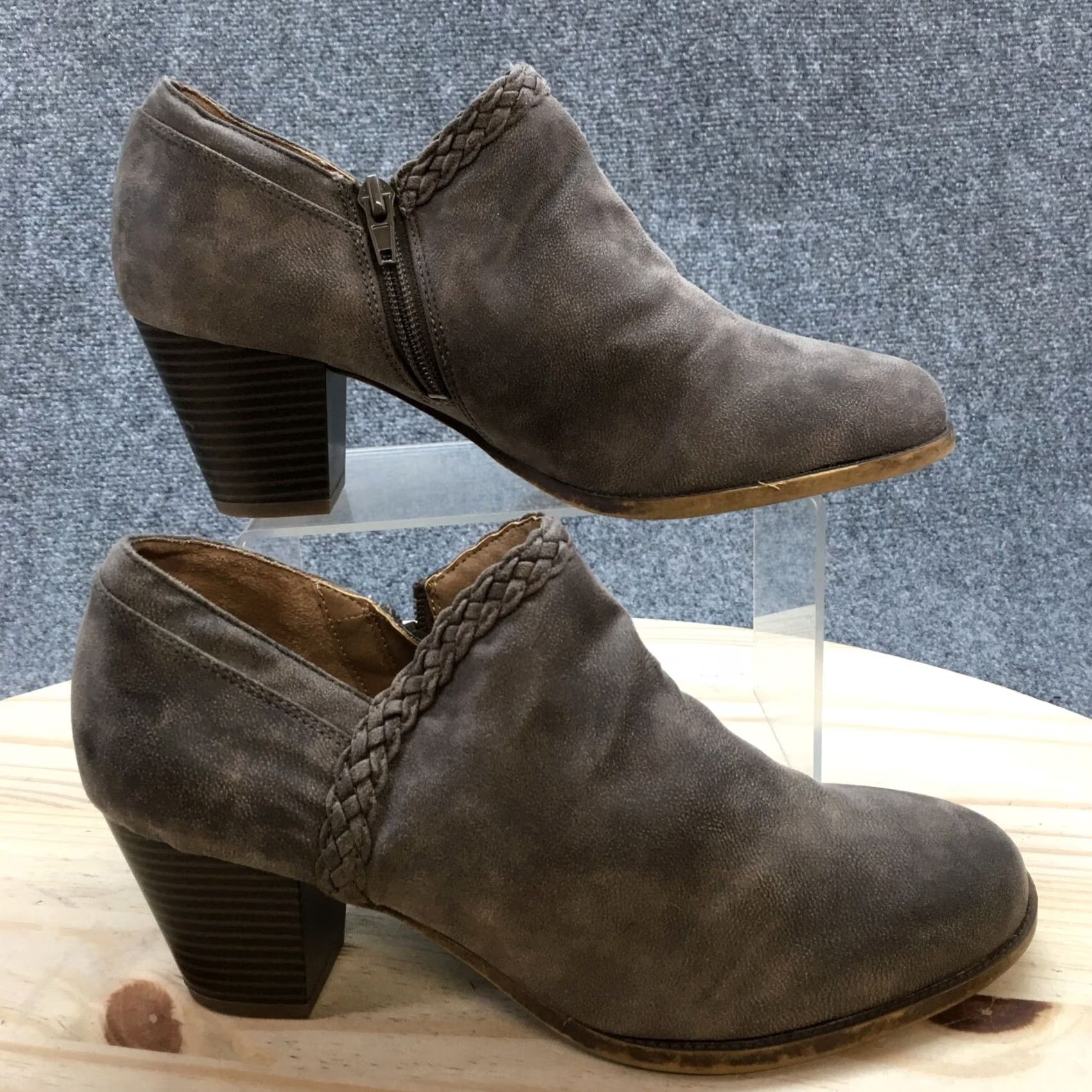 Vintage LifeStride Jacinda Boots Womens 8.5 M Brown Faux Suede Side Zip Bootie Heel 2 in Casual Oblique Style Boots Womens Brown LifeStride Jacinda Boots Size US 9 / IT 39 - 2 Thumbnail
