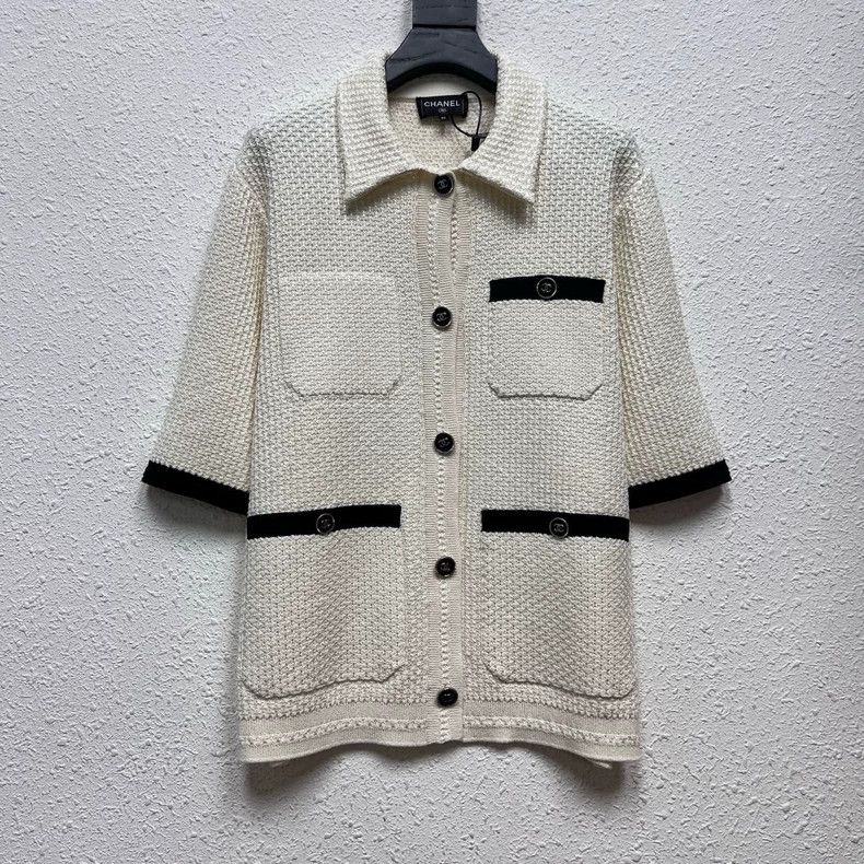 Chanel 24P Xiaoxiangfeng polo knitted short-sleeved shirt