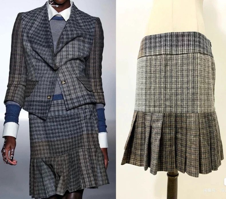 Vivienne Westwood Vivienne Westwood Gray and brown patchwork plaid skirt Size 27" / US 4 / IT 40 - 1 Thumbnail