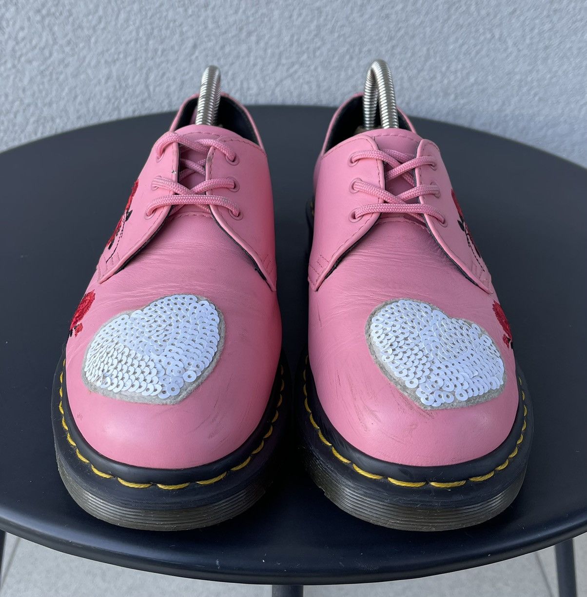 Dr. Martens Dr Martens 1461 Sequin Hearts in Geranium Pink Oxfords Shoes Size US 8 / IT 38 - 3 Thumbnail