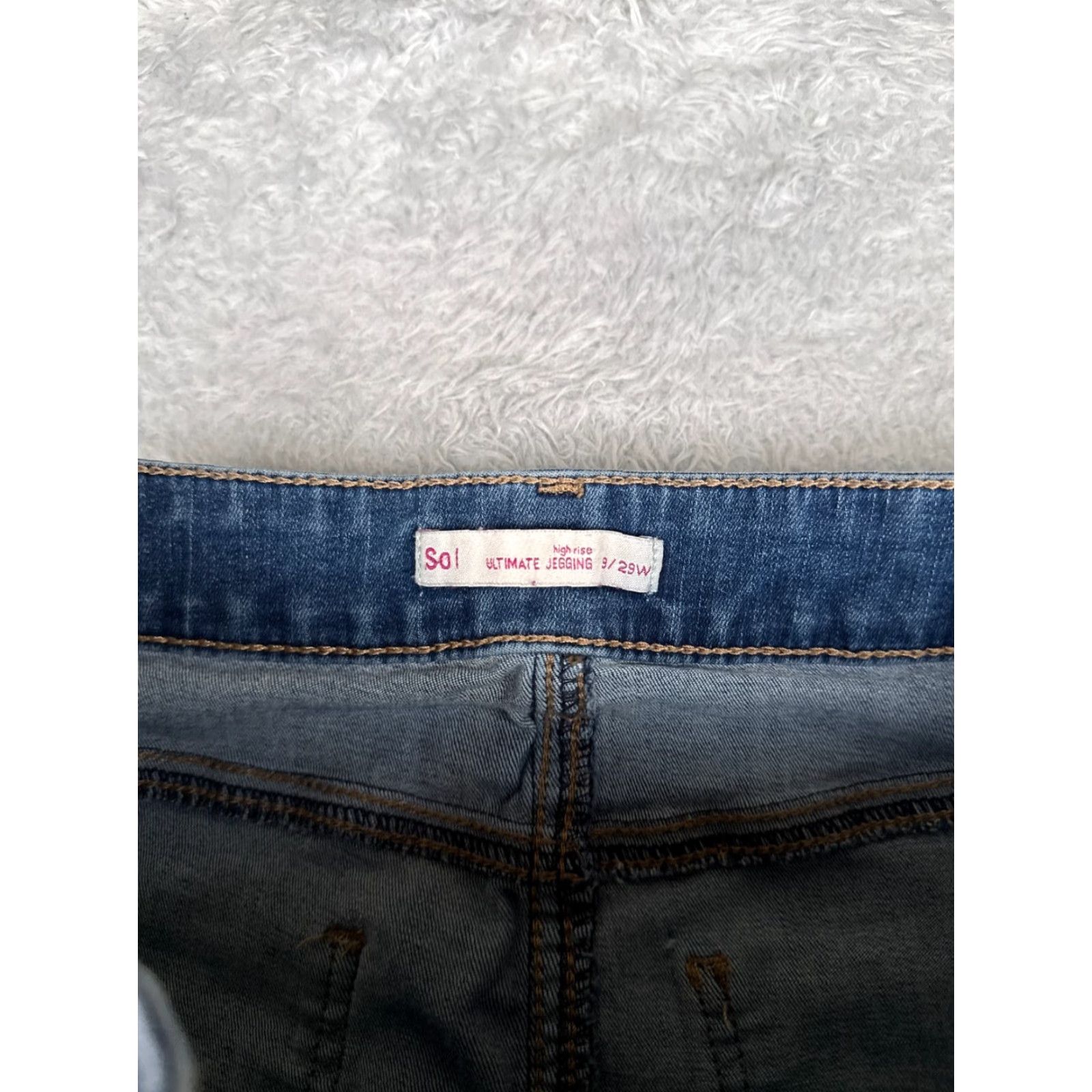 Vintage SO Jeans Juniors 9 Blue Denim High Rise Ultimate Jegging Skinny Taper 27x28 Jeans Womens Slim Fit Blue Cotton Blend Denim SO Size 30" / US 8 / IT 44 - 6 Thumbnail