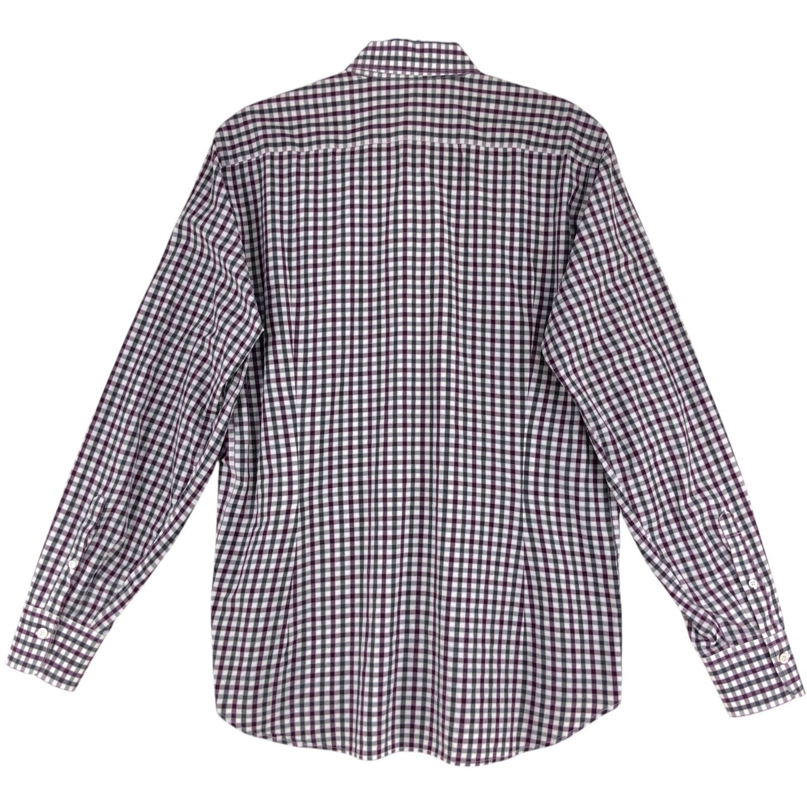 Canali Canali Size L Shirt Casual Button Down Check Purple Gray Size US L / EU 52-54 / 3 - 8 Thumbnail