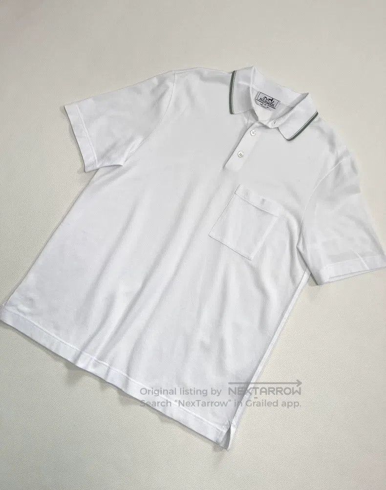 Hermes Hermes Men's polo shirt with green collar Size US M / EU 48-50 / 2 - 3 Thumbnail