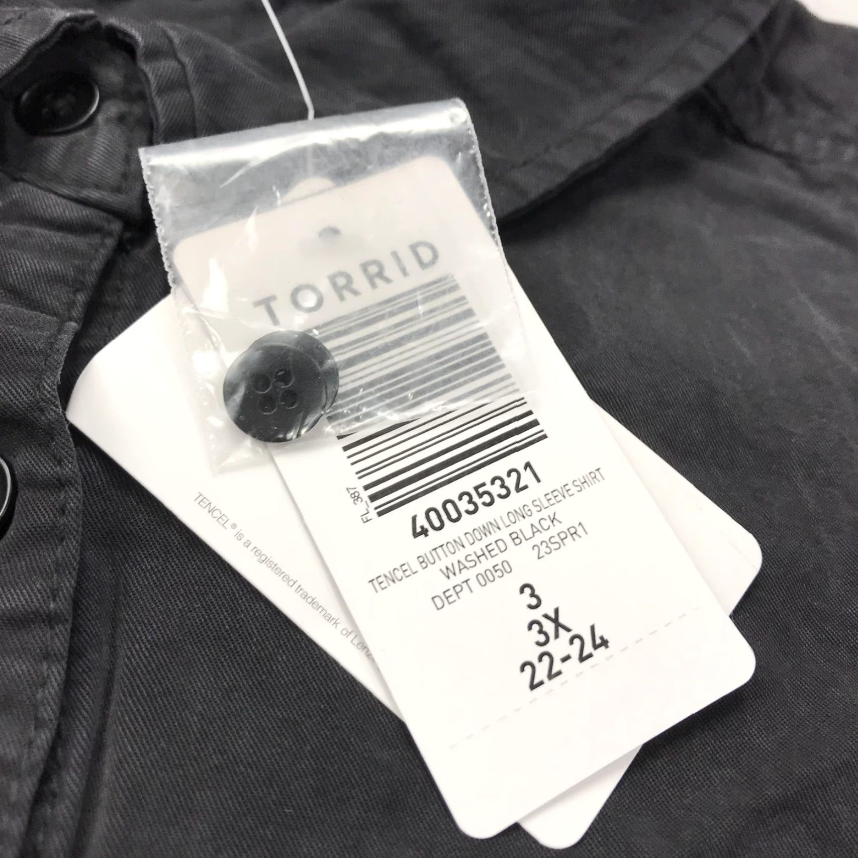 Torrid Torrid Shirt Womens 3X Washed Black Tencel Button-Down Long Sleeve Plus Size XXL / US 16-18 / IT 52-54 - 4 Thumbnail