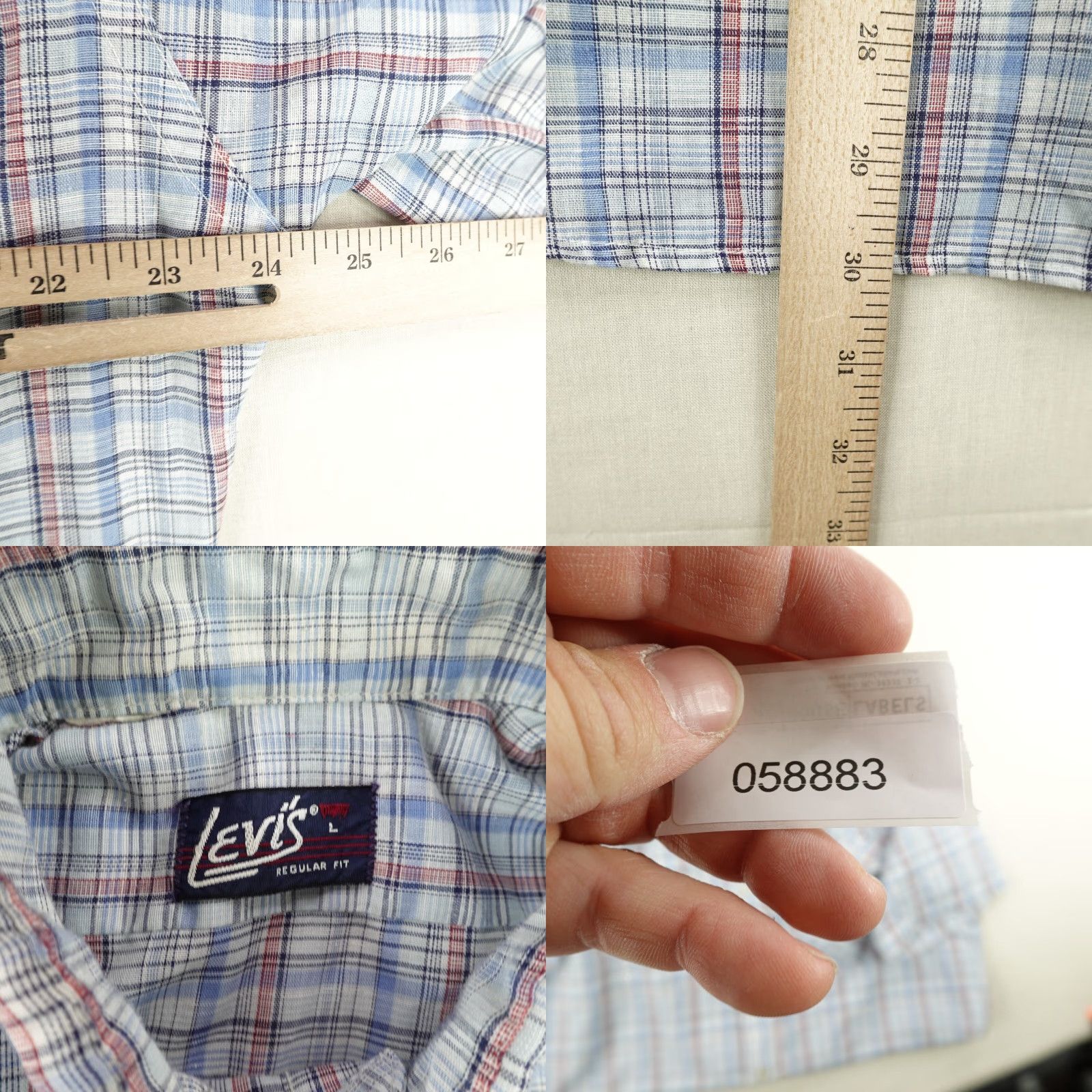 Levi's VINTAGE Levi's Shirt Mens Large Blue Red Plaid Button-Up White Tab Casual 80s Size US L / EU 52-54 / 3 - 8 Thumbnail