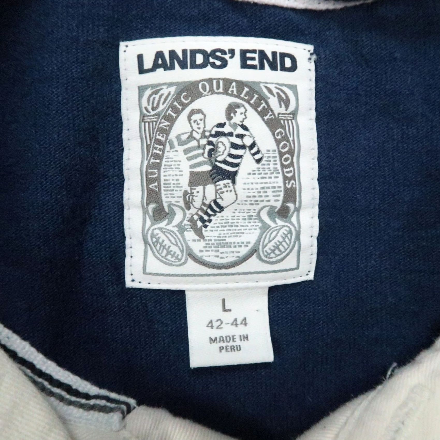 Lands' End Lands' End Shirt Men L Blue Stripe Long Sleeve Rugby Polo Pullover VTG Jumper with Pockets Size US L / EU 52-54 / 3 - 3 Thumbnail