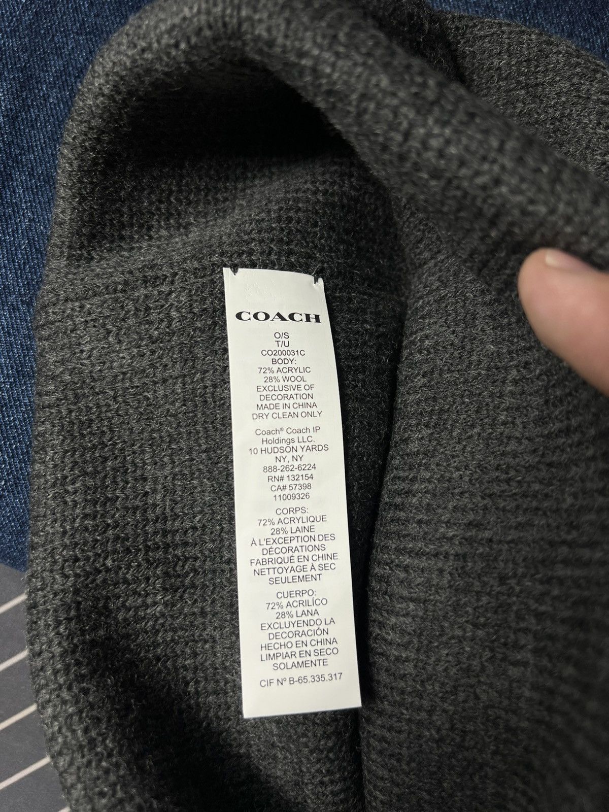 Coach 🧶 Coach Embroidered Wool Beanie Hat Charcoal Gray One Size Size ONE SIZE - 7 Thumbnail