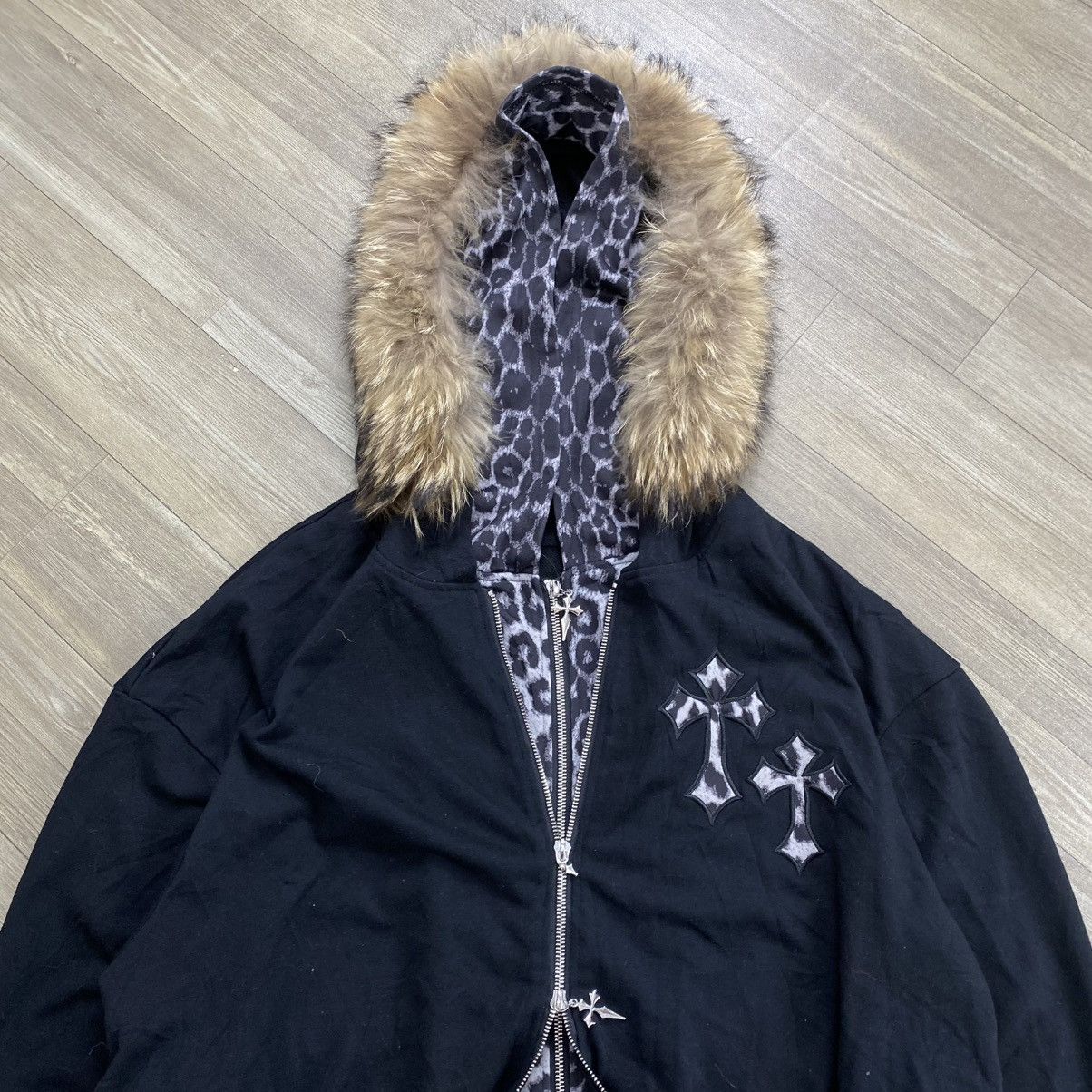 Le Grande Bleu (L.G.B.) Y2K Dazy Double Layers Cross Kmrii Lgb Style Zip Fur Hoodie Size US XL / EU 56 / 4 - 4 Thumbnail