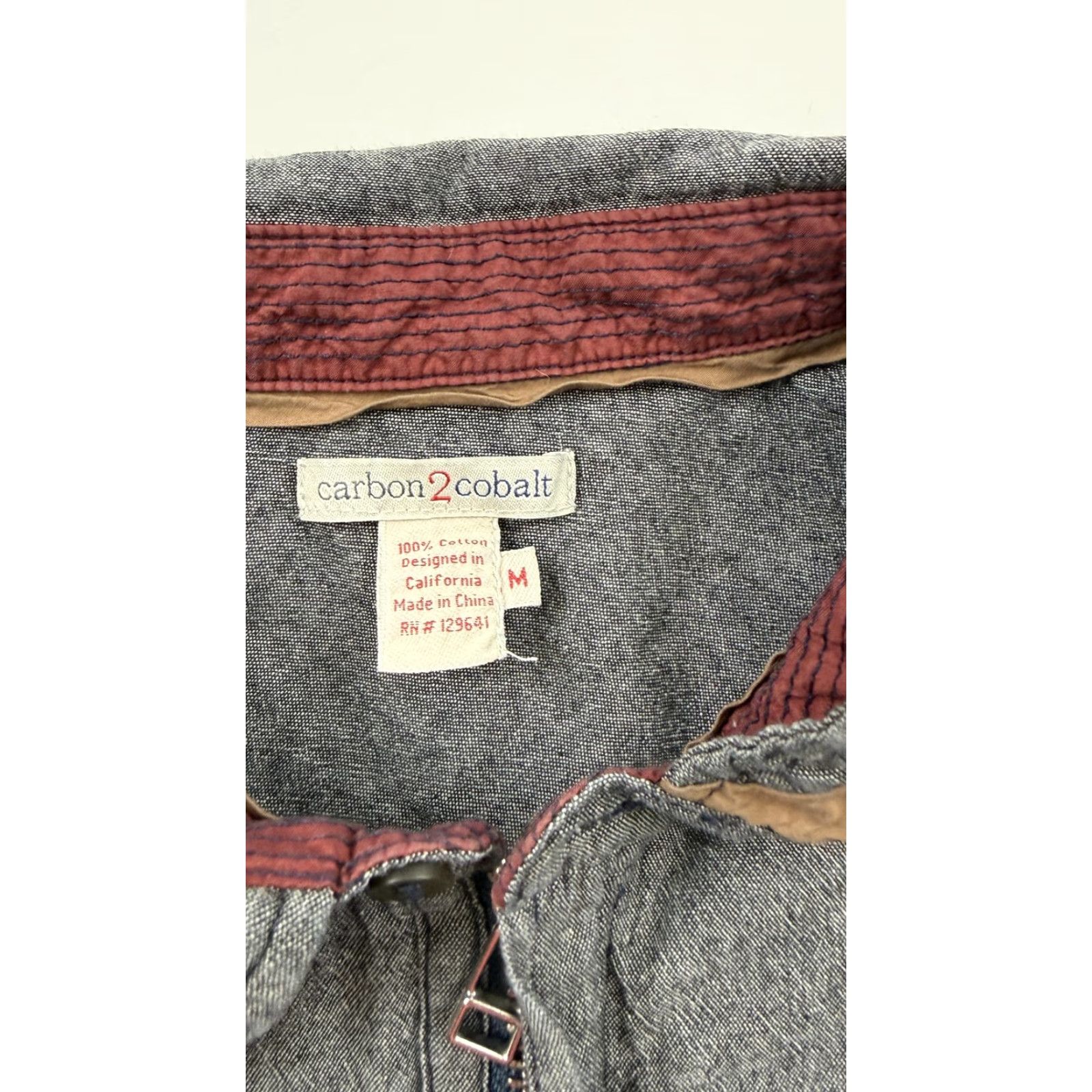 Carbon2Cobalt carbon2cobalt Shirt Mens Medium Gray Long Sleeve Zip Front Cotton Chambray Size US M / EU 48-50 / 2 - 4 Thumbnail
