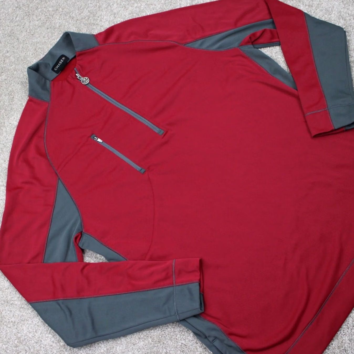 Vintage Chase 54 Sweatshirt Mens XL Red/Gray Golf 1/4 Zip Polyester Long Sleeve Size US XL / EU 56 / 4 - 6 Thumbnail