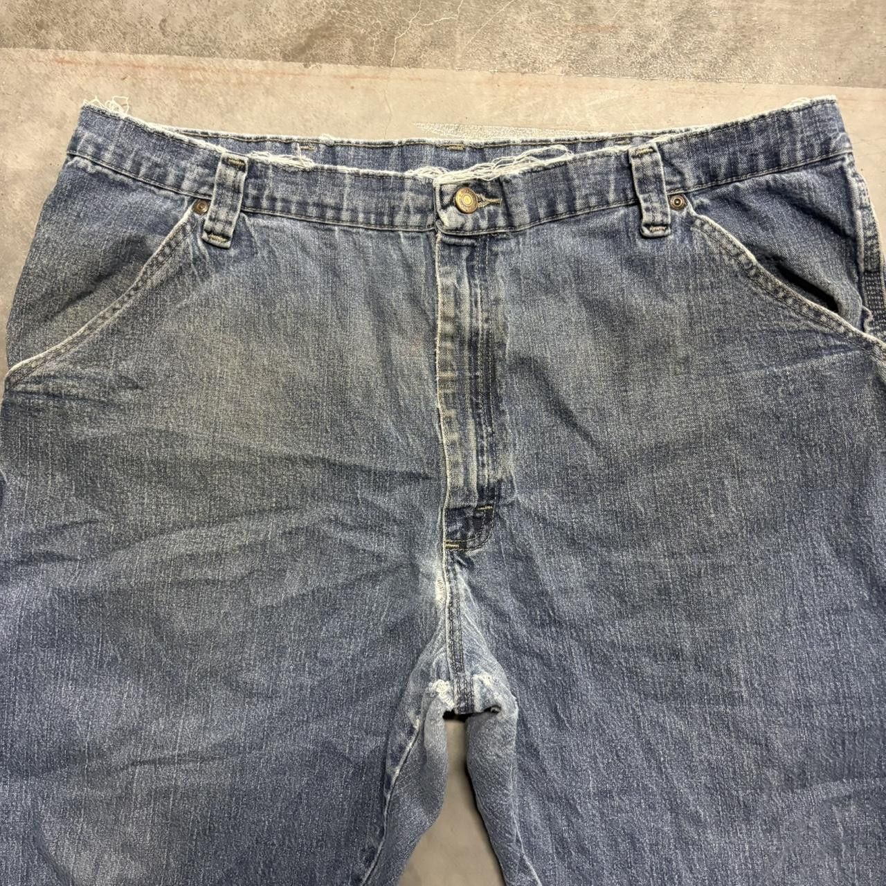 Japanese Brand × Vintage Crazy Vintage Y2K/2000s Super Baggy Carpenter Workwear Style Medium Wash Denim Jeans! Size US 40 / EU 56 - 4 Thumbnail