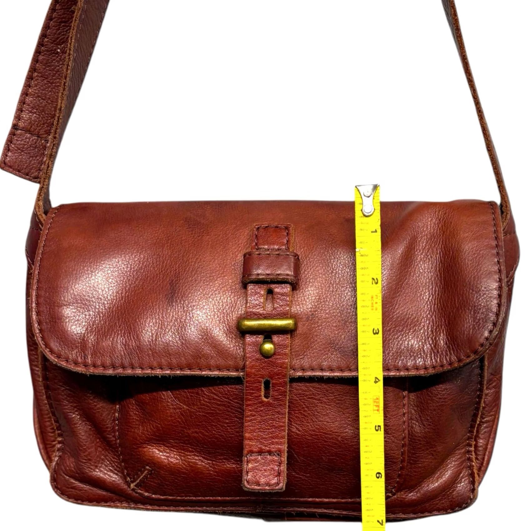 Lucky Brand VINTAGE Lucky Brand Crossbody Bag Women’s Leather Hobo Brown Beige 11x14in 4in 13-24” Strap Men? Womens? Size ONE SIZE - 3 Thumbnail