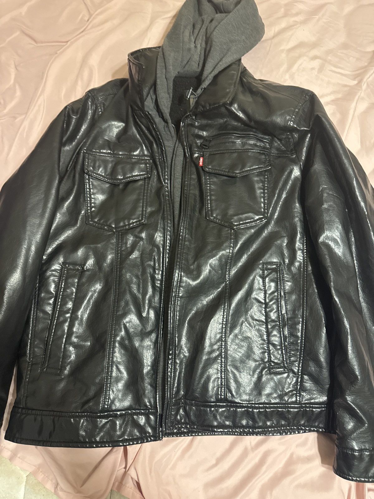 Levi's Levi Leather Hooded Jacket Black Size US L / EU 52-54 / 3 - 1 Thumbnail