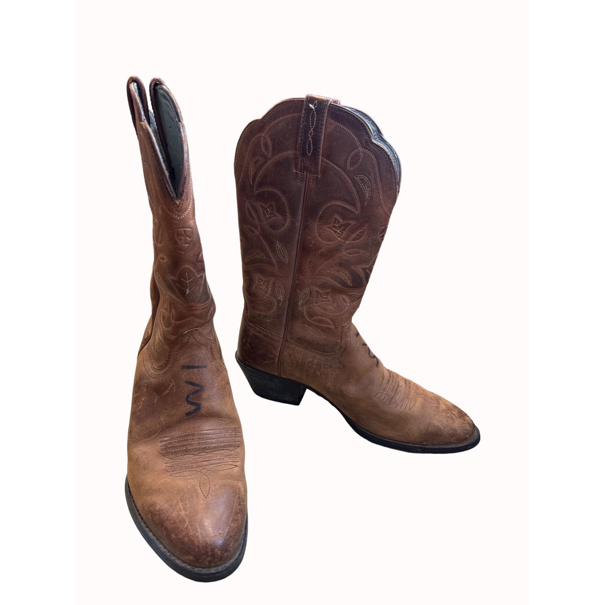 Ariat Ariat men’s brown leather western boots shoes 8B SKU 5548 Size US 8 / EU 41 - 2 Thumbnail