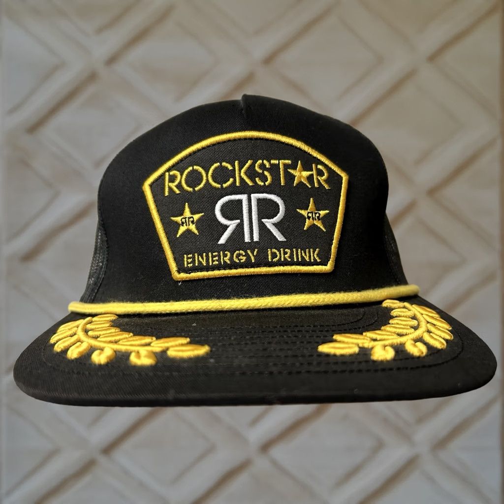 Roper VINTAGE Rare Rockstar Energy Drink Captain Snapback Rope Hat Patch Black/Gold 2014 Men's Hat Snapback Rope Cap Black/Gold 2014 Mens Size ONE SIZE - 1 Thumbnail