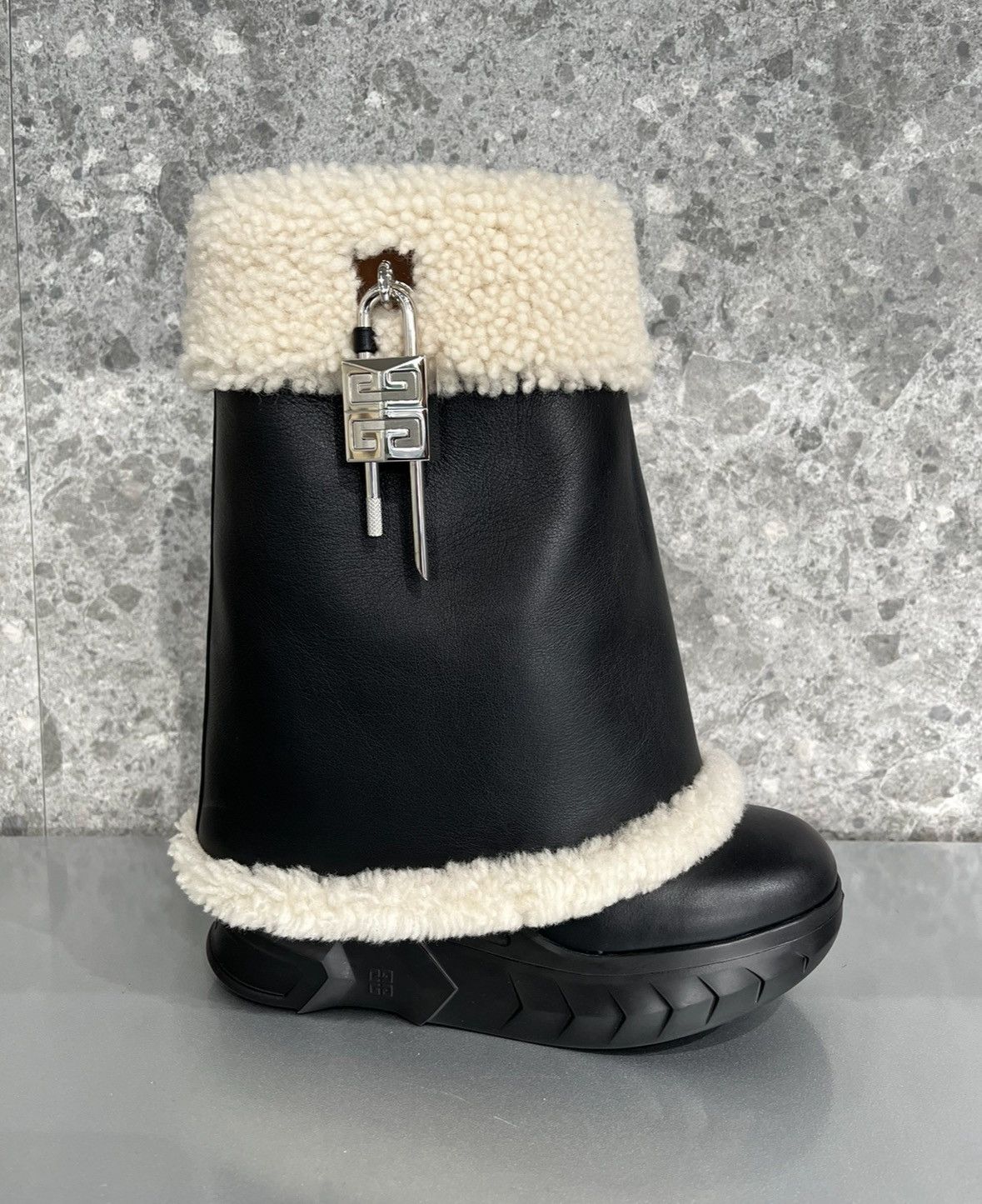 Givenchy o1w1db10325 Shark Lock Boots Biker 120mm in Denim Size US 11 / IT 41 - 4 Thumbnail
