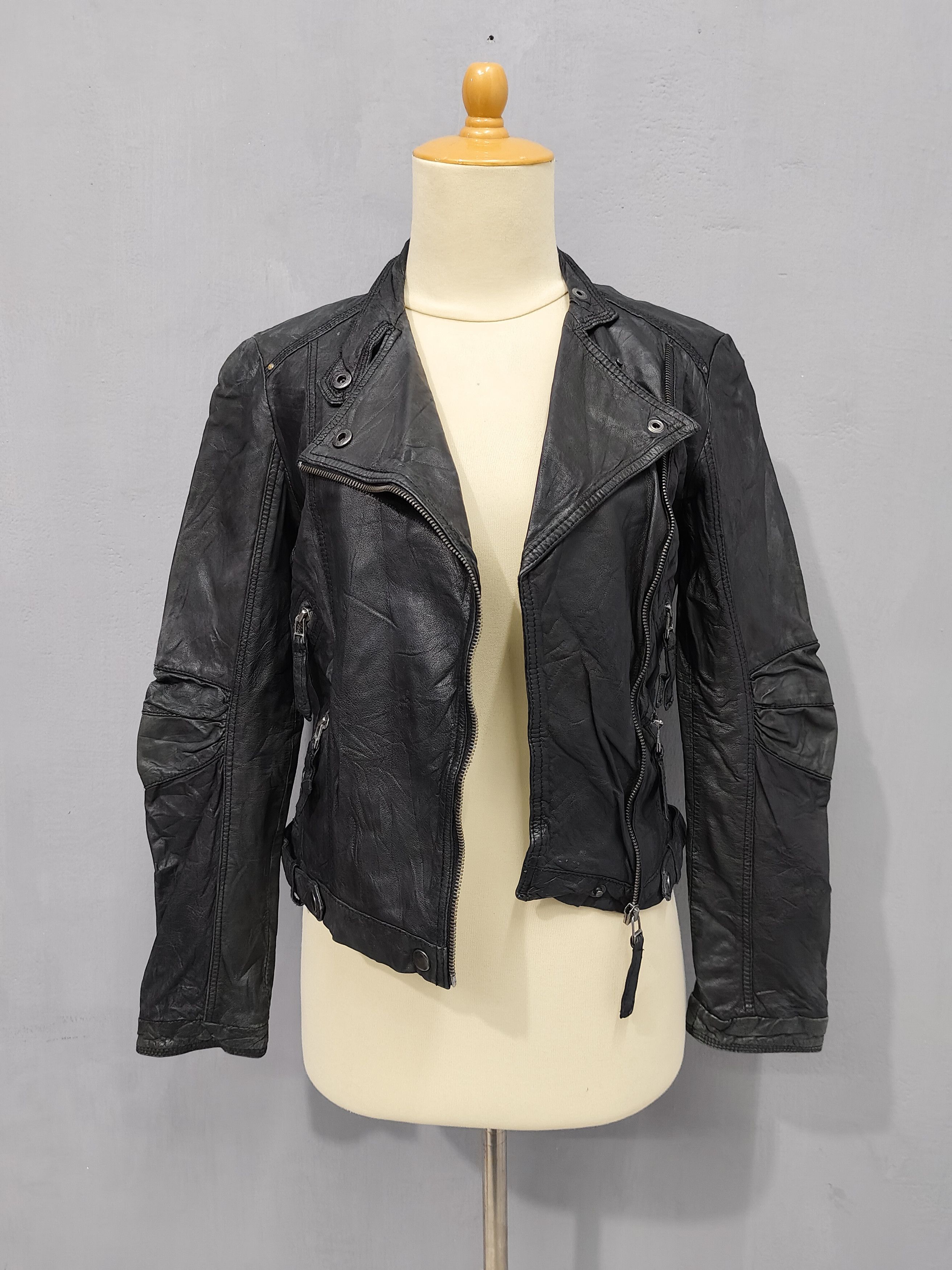 Zara ZARA Woman- Punk Rock Grunge Biker Style Leather Jacket Size S / US 4 / IT 40 - 4 Thumbnail