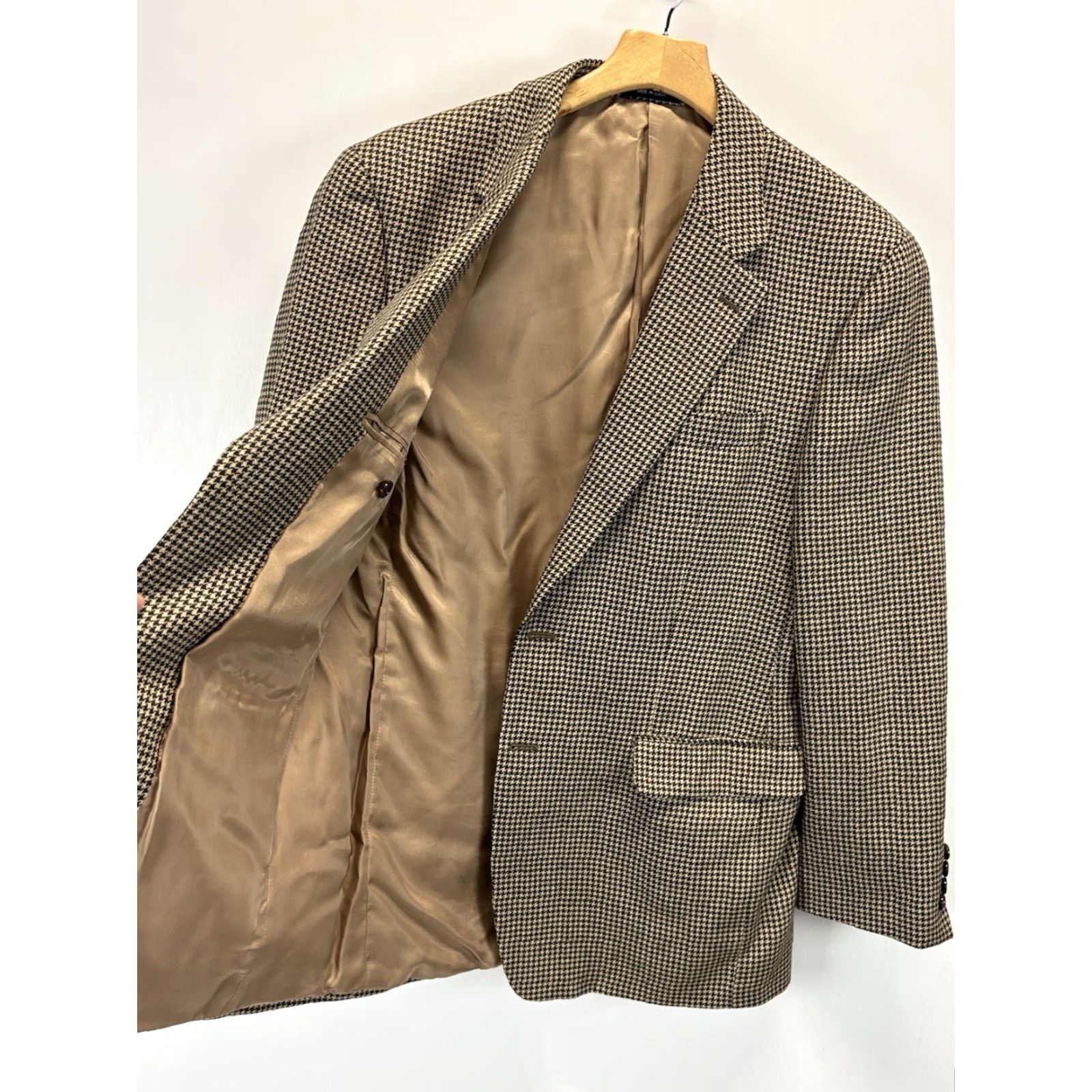 Ralph Lauren Lauren Ralph Lauren Blazer 40R Houndstooth Brown Men's Regular Fit Business Casual Size 40R - 4 Thumbnail