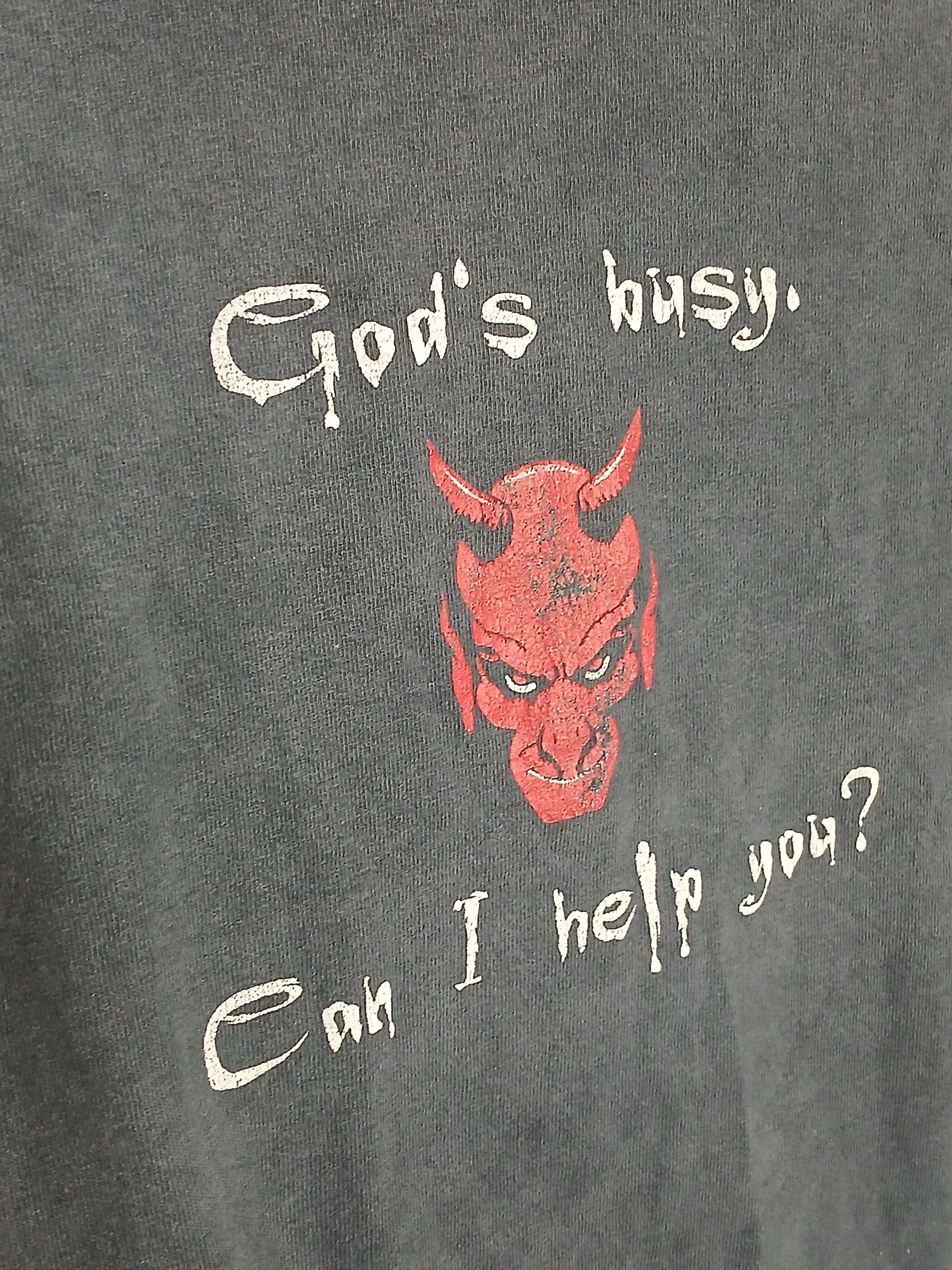 Fruit Of The Loom × Vintage Vintage God's Busy. Can I Help You? T-Shirt Size US M / EU 48-50 / 2 - 3 Thumbnail