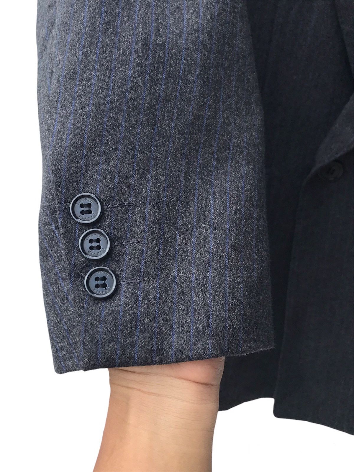 Lanvin Lanvin Double Breasted Grey Striped Wool Blazer Size US M / EU 48-50 / 2 - 12 Thumbnail