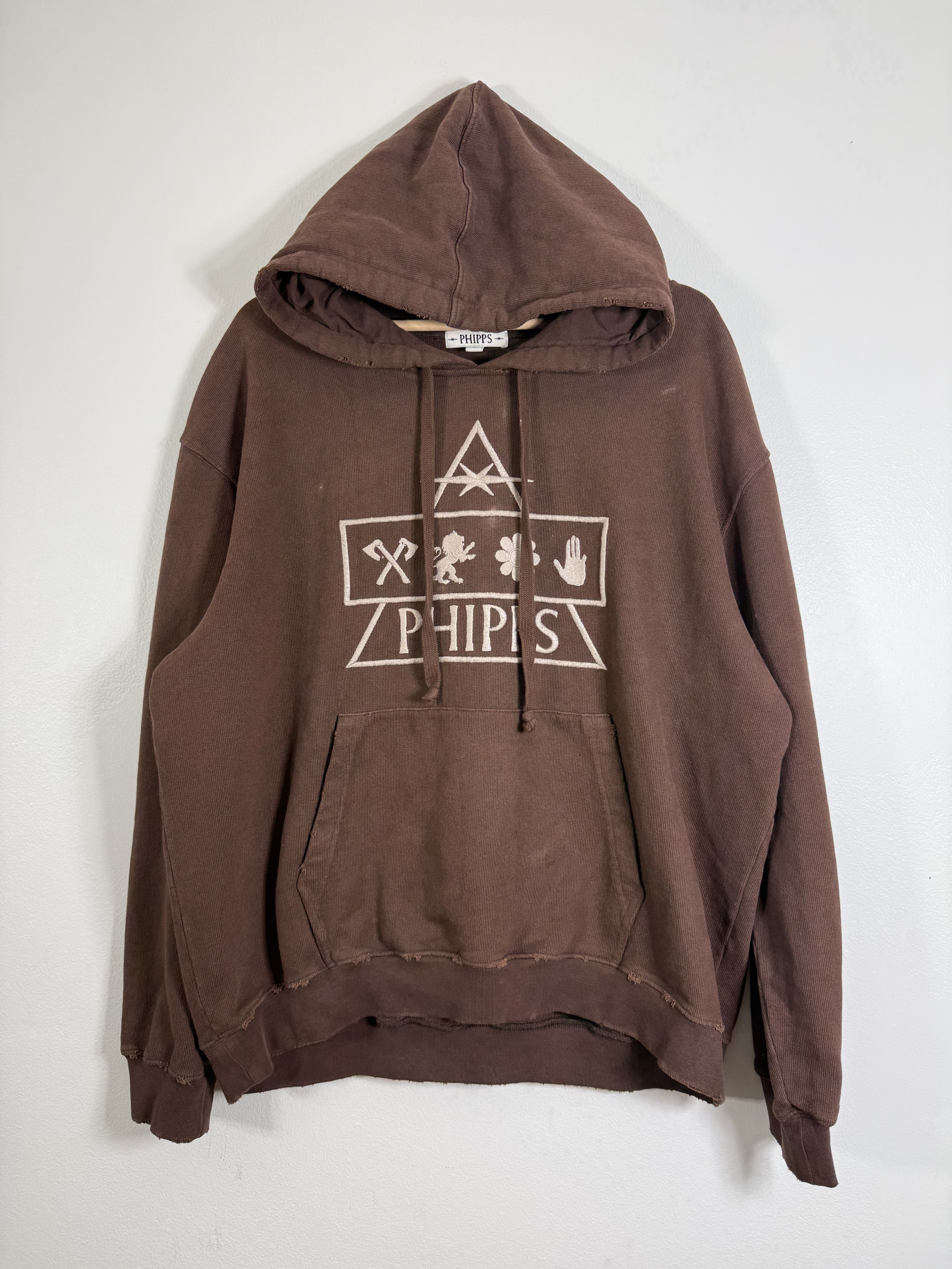 Phipps Brown Embriodered Distressed Hoodie Size US L / EU 52-54 / 3 - 1 Thumbnail