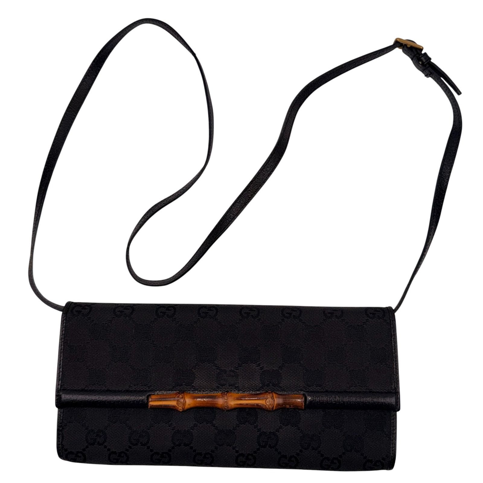Gucci GUCCI GG Canvas Bamboo Clutch/ Shoulder Bag/ Crossbody Bag Size ONE SIZE - 3 Thumbnail
