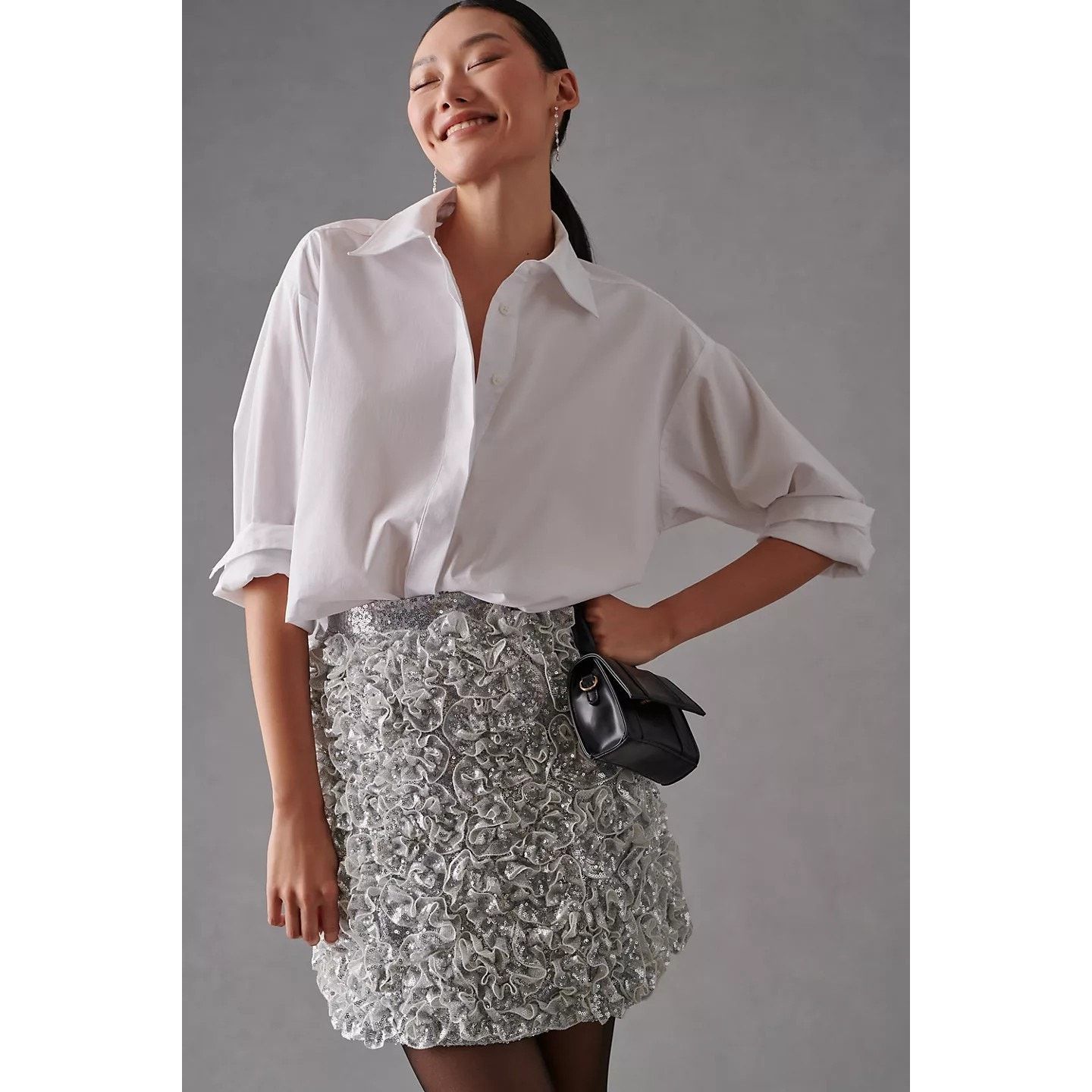 Anthropologie New Anthropologie Mare Mare 3-D Sequin Mini Skirt $198 SMALL Size 28" / US 6 / IT 42 - 4 Thumbnail
