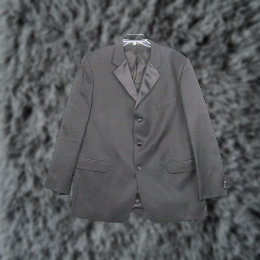 Jones New York Jones New York Suit Mens 48L Black Wool Tuxedo 2 Piece Notch Lapel 3-Button Single-Breasted Wool Size 48R - 1 Thumbnail