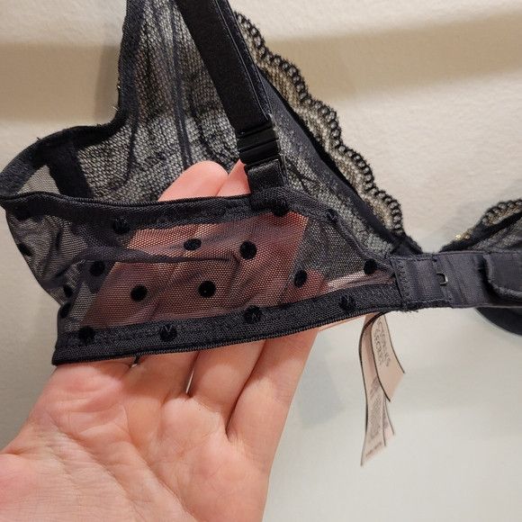 Victoria's Secret Victorias Secret Nwt Gold Black Lace Polka Dot Bra - 34b Size ONE SIZE - 3 Thumbnail