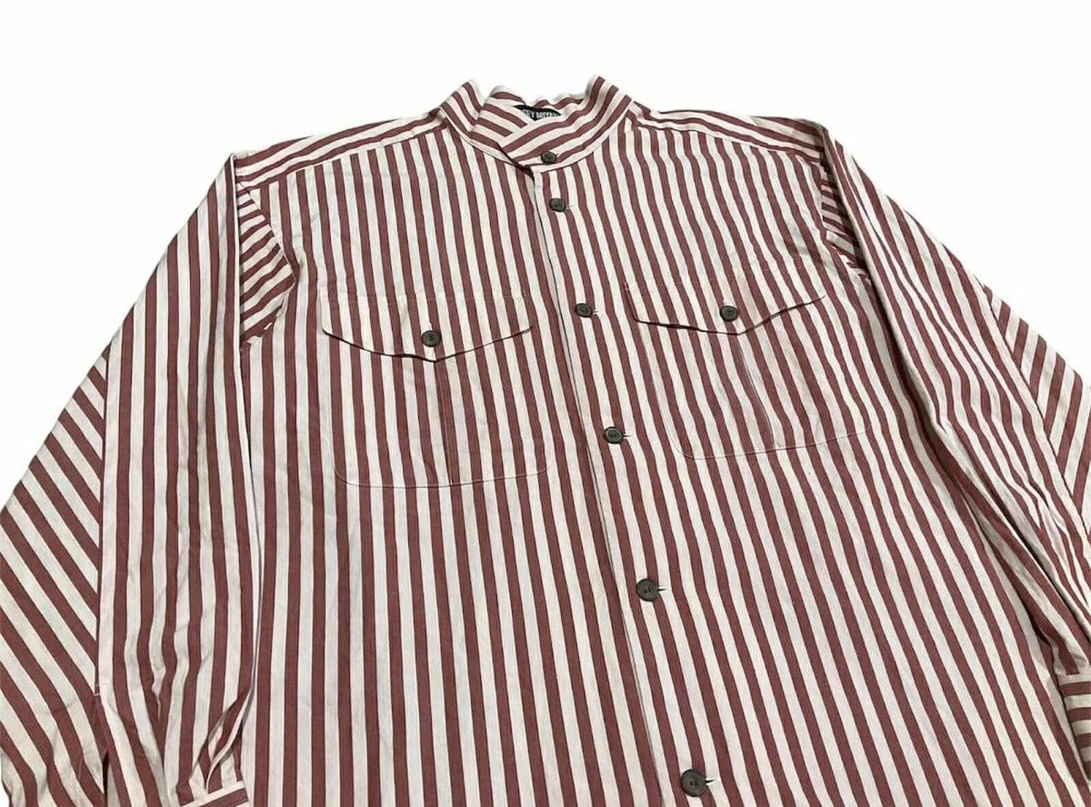 Issey Miyake 🔥Rare Vintage Issey Miyake Striped Shirt Stand Collar Size US XL / EU 56 / 4 - 6 Thumbnail