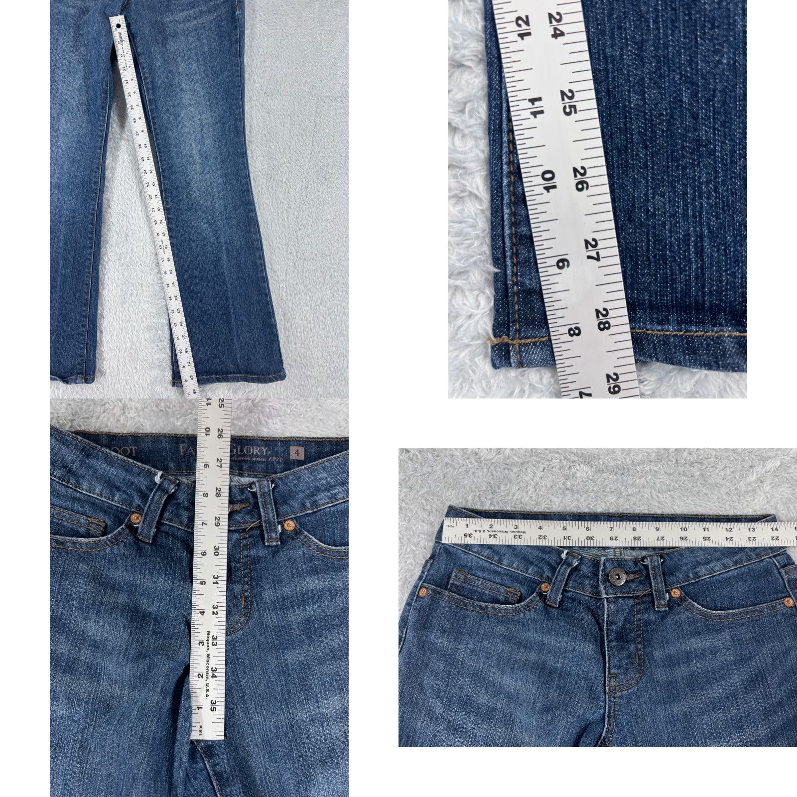 Faded Glory Faded Glory Jeans Women Bootcut Denim Blue 28x29 Cotton Stretch 4 Petite Low Rise 5-Pocket Size 27" / US 4 / IT 40 - 8 Thumbnail