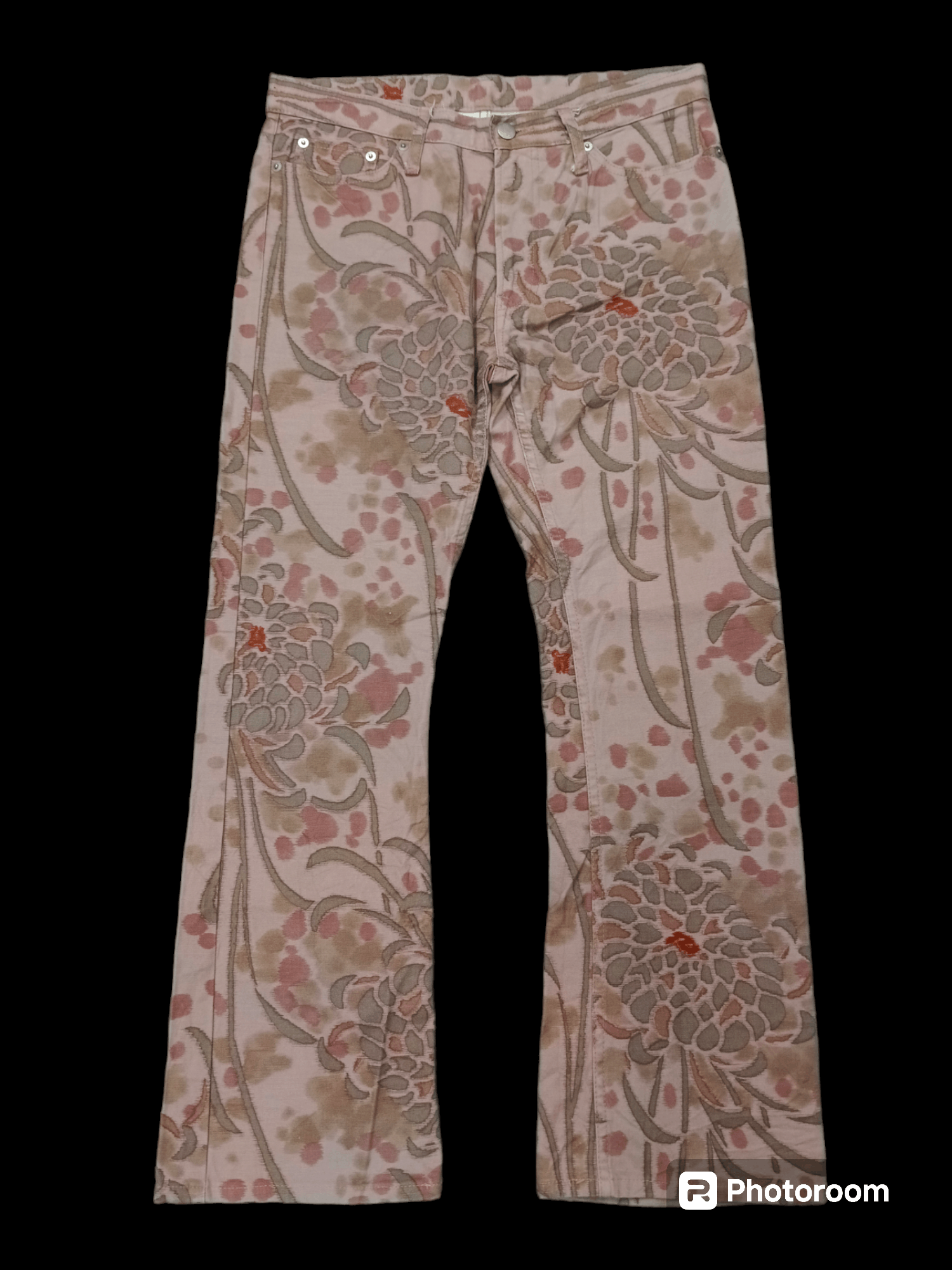 image of Hype x If Six Was Nine Flare Glamdy Made In Japan Fullprint Denim Pants, Men's (Size 30)