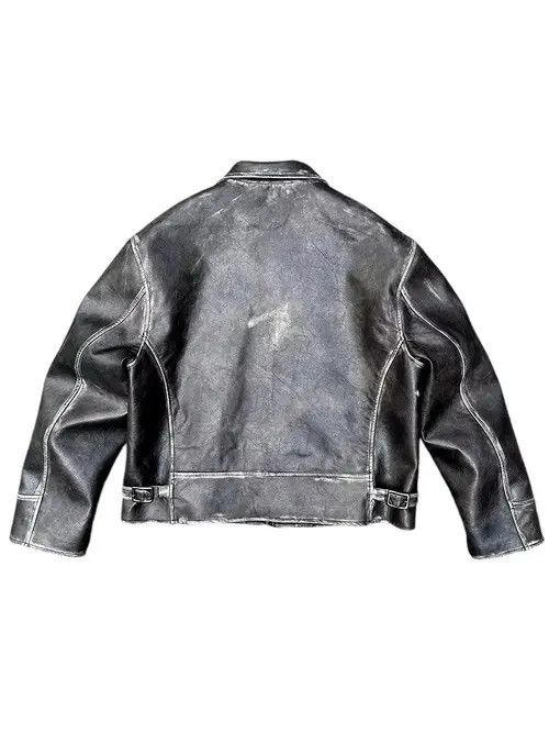 VIBE Washed Retro Vintage Faux Leather Jacket Coat Size US L / EU 52-54 / 3 - 7 Thumbnail