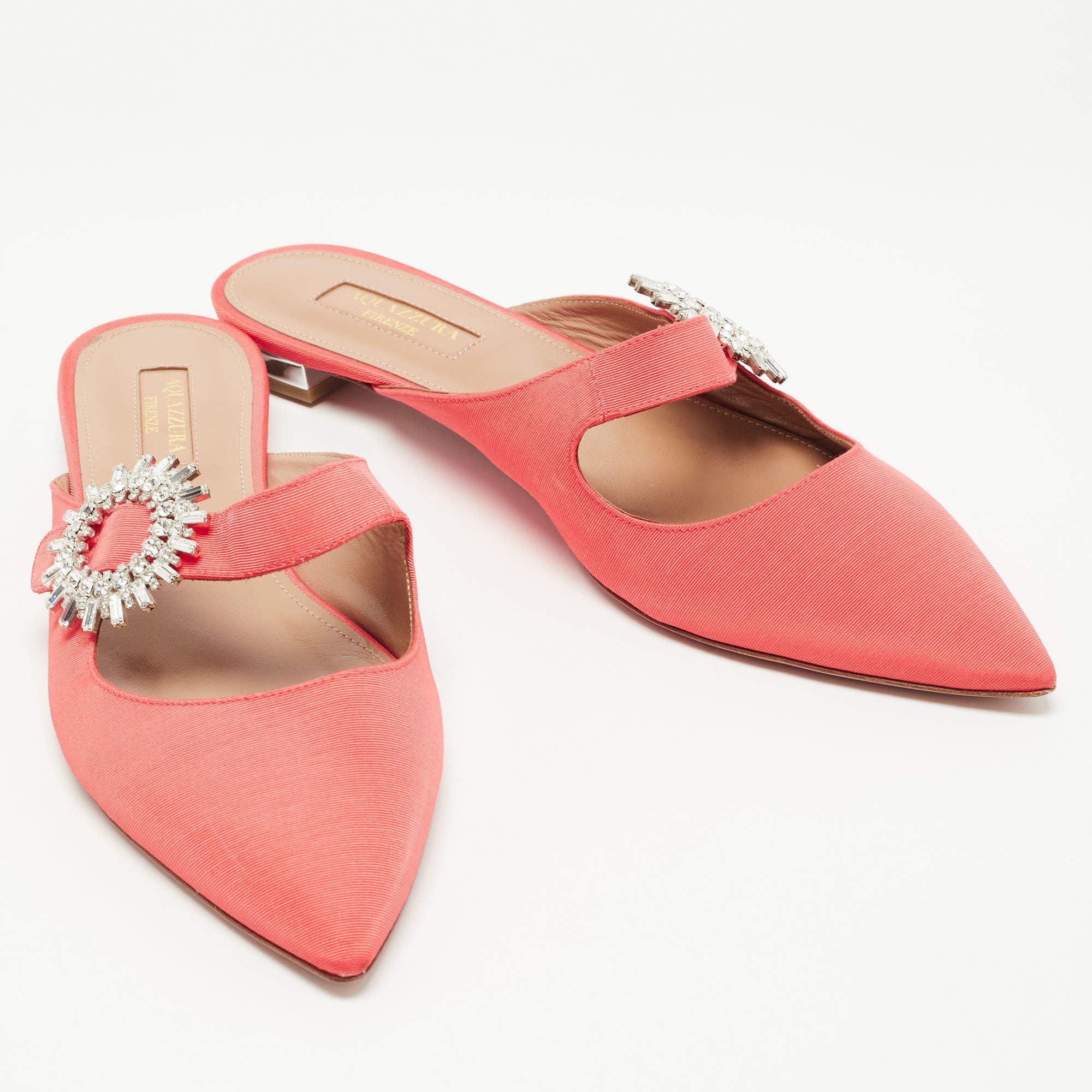 Aquazzura o1y0625 Flat Mules in Coral Size US 5 / IT 35 - 4 Thumbnail