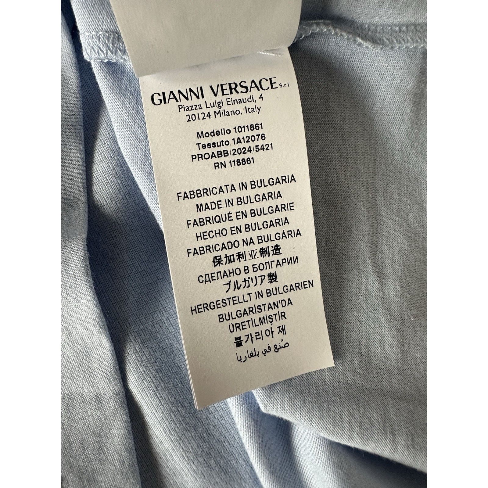 Versace Versace Medusa Print Light Blue Jersey T-Shirt M 1011861 Size US XS / EU 42 / 0 - 10 Thumbnail