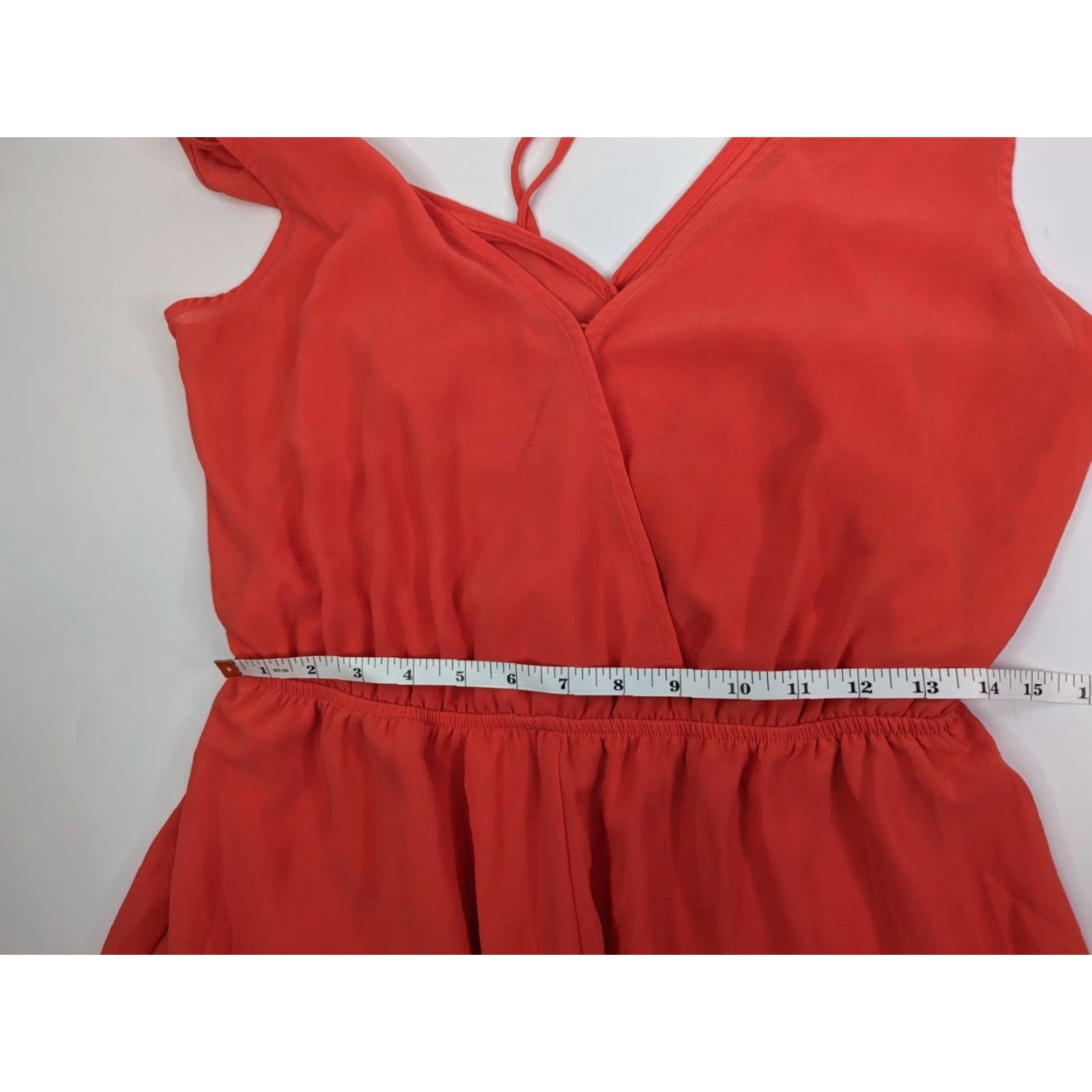 ASTR The Label ASTR The Label Romper One-Piece Jumpsuit Lined V-Neck Ruffle Shorts Orange Women M Casual Party/Cocktail Travel Tie-dye not, but keep original words Size 32" / US 10 / IT 46 - 6 Thumbnail