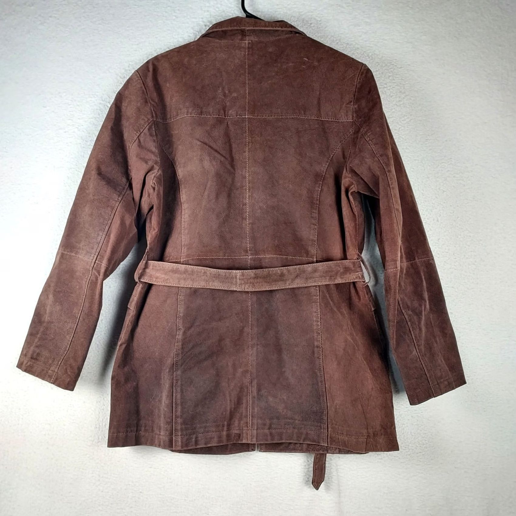 Vintage Outer Edge Women Leather Zip Jacket Brown L Regular Long Sleeve Mid-Length Casual Fall Winter Spring Coat Shirt? Size L / US 10 / IT 46 - 2 Thumbnail